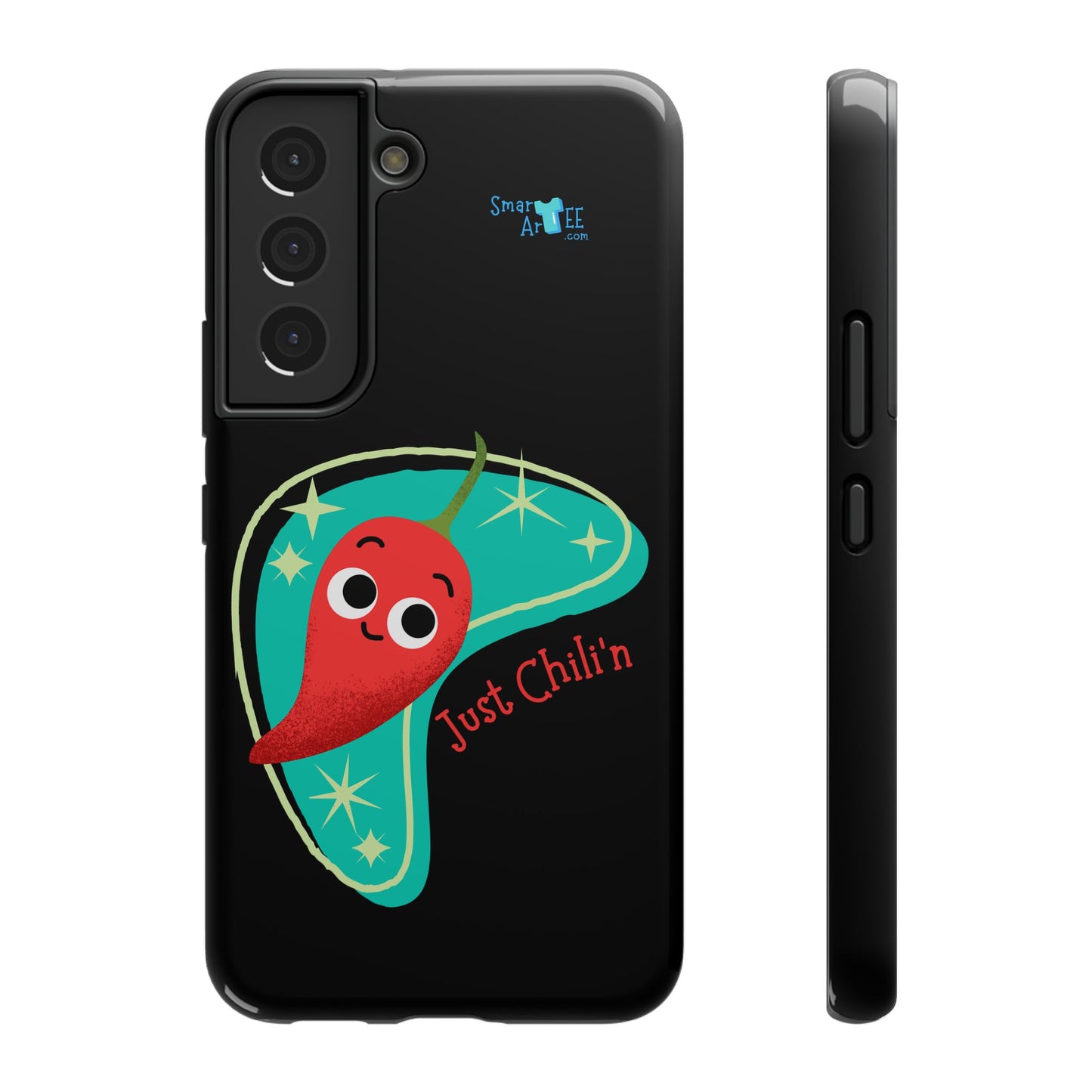 Chili Themed Phone Case, Just Chilin' Design, Fun Accessory, Unique Gift, Vibrant Protection, Perfect for Foodies, Holiday Cheer