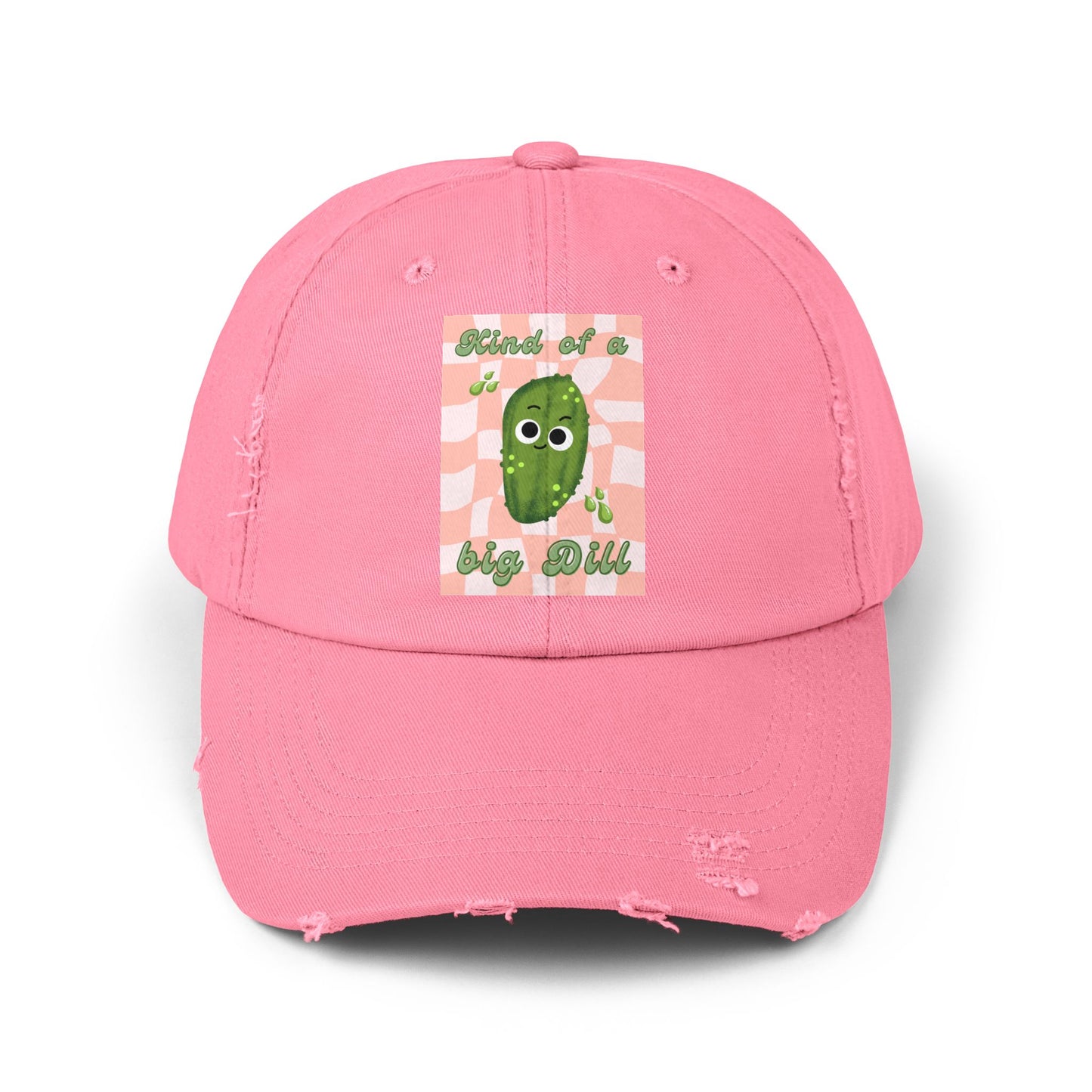 Playful Distressed Cap with Cute Pickle Design - Perfect Gift, Casual Wear, Unisex Cap, Fun Accessories, Trendy Hats