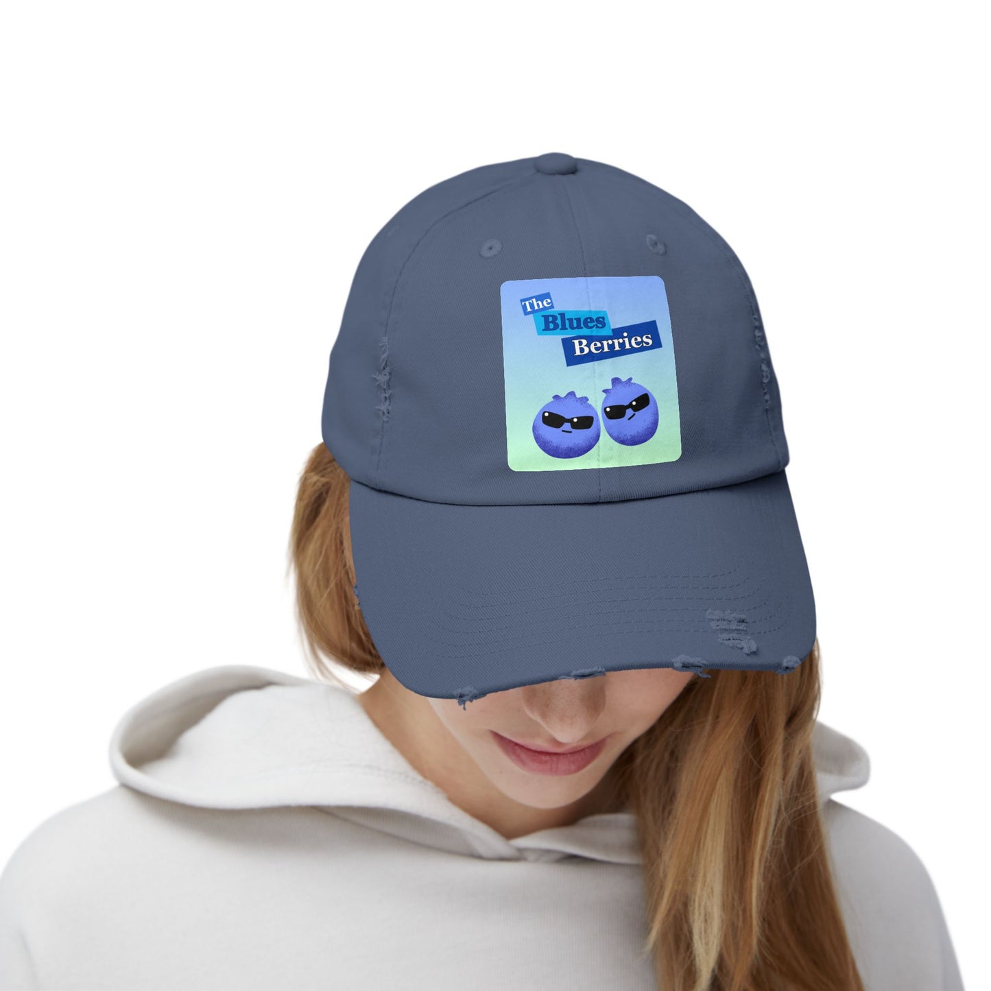 Unisex Distressed Cap with Blues Berries Design, Trendy Gift for Fruit Lovers, Cool Summer Accessory, Casual Outfit Essential, Fun Hats