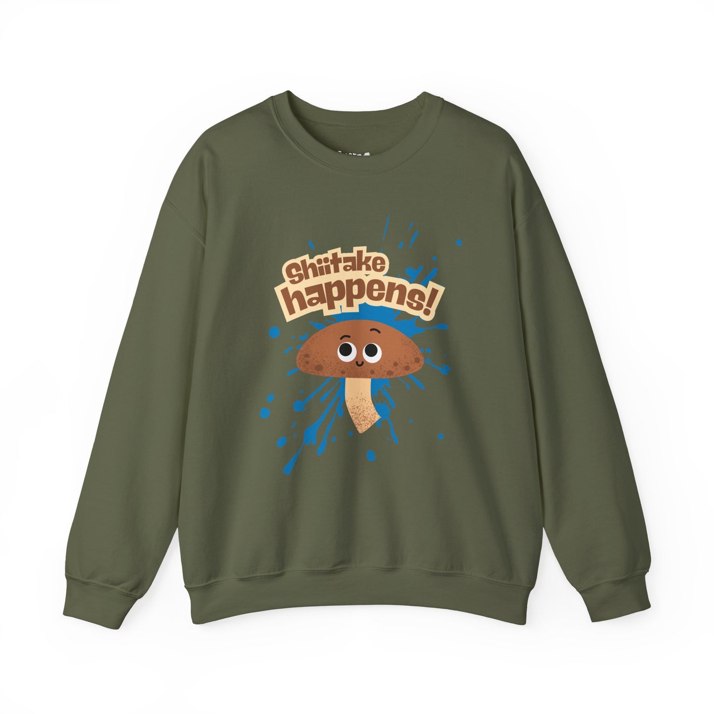 Shiitake Happens Crewneck Sweatshirt, Whimsical Fall Fashion, Unisex Styling, Great Gift Idea