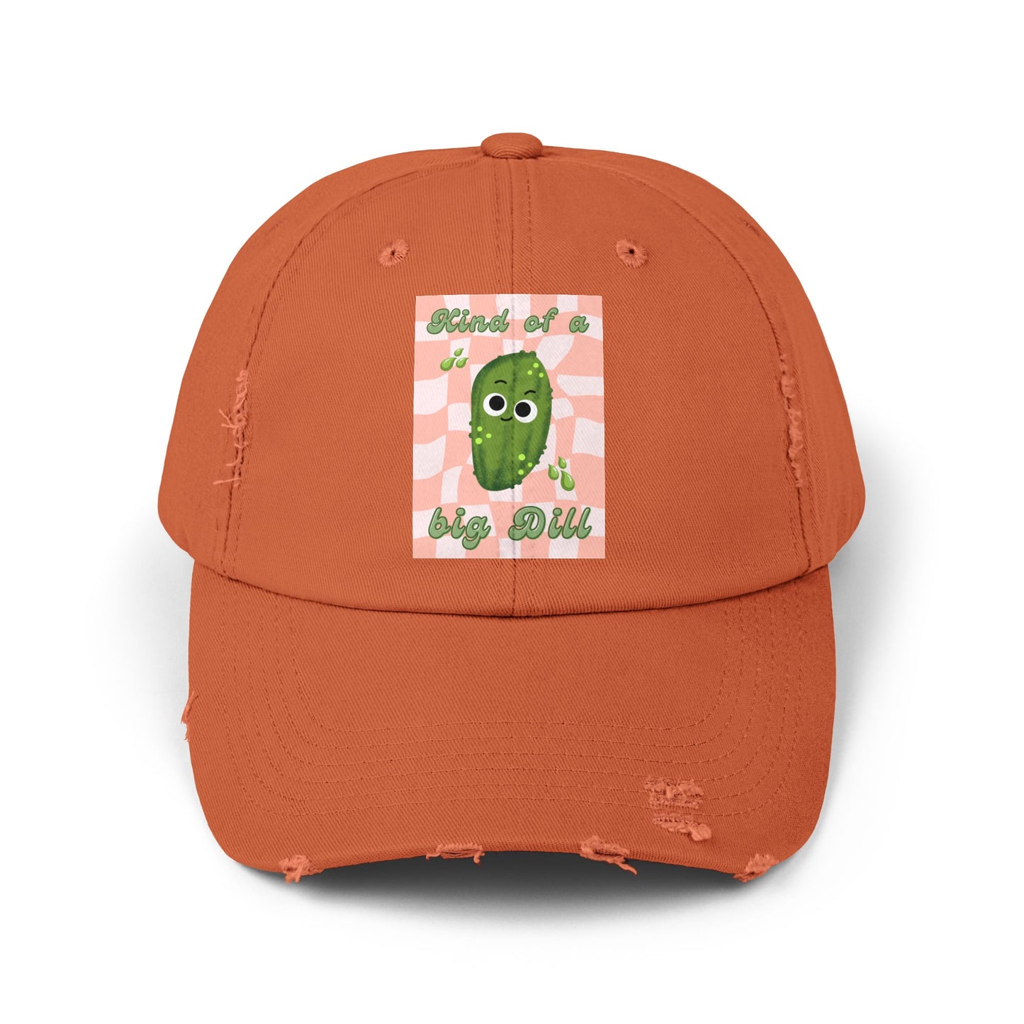Playful Distressed Cap with Cute Pickle Design - Perfect Gift, Casual Wear, Unisex Cap, Fun Accessories, Trendy Hats