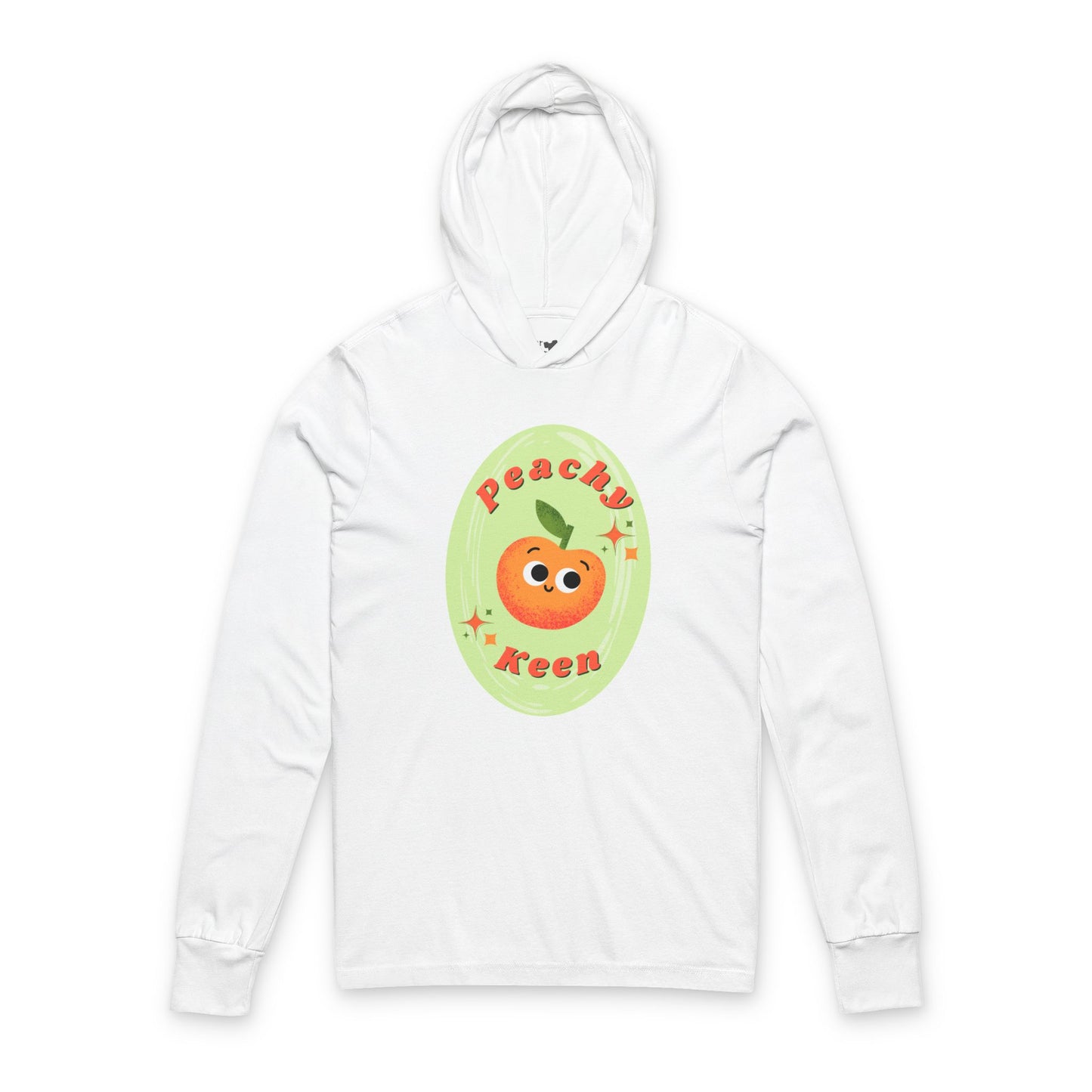 Peachy Keen Unisex Hooded Long Sleeve Shirt, Cute Fall Apparel, Cozy Gift, Funny Pun Sweater, Fruit Lovers Pullover
