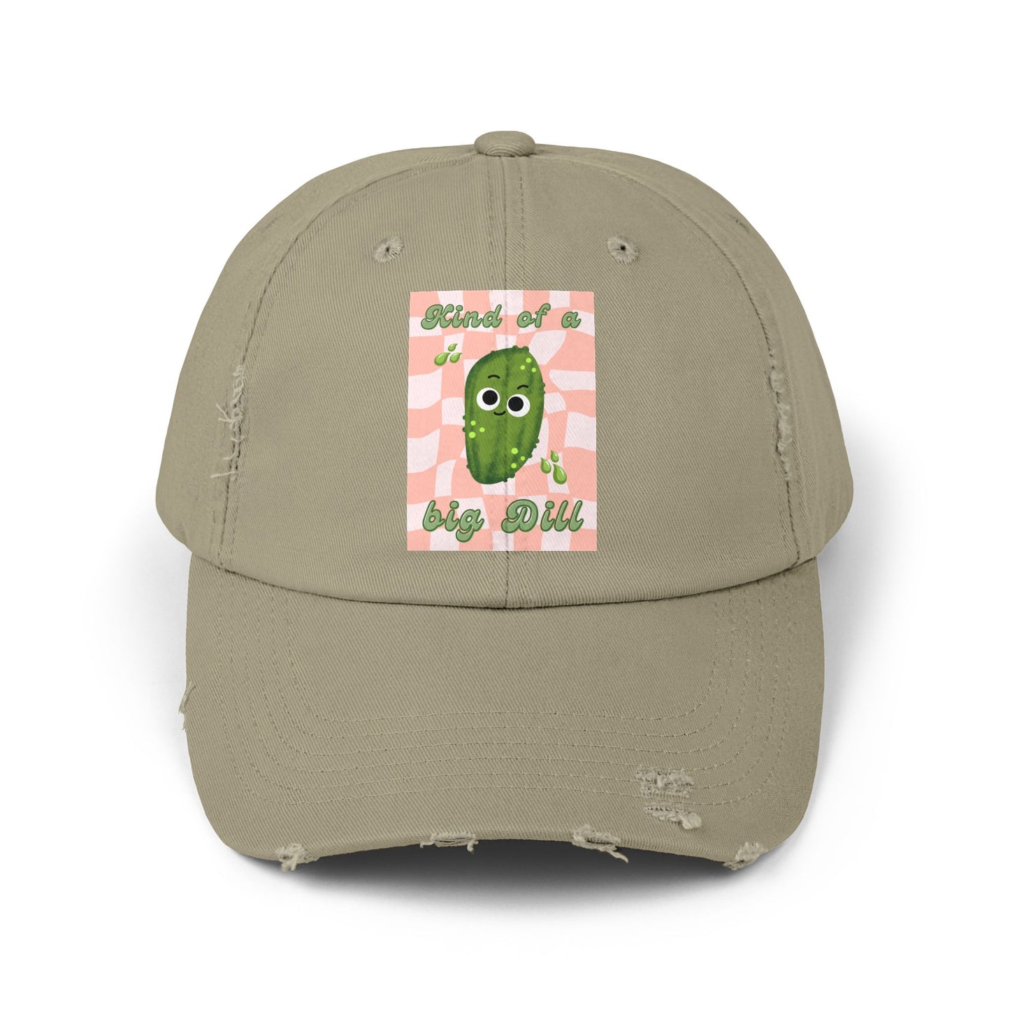 Playful Distressed Cap with Cute Pickle Design - Perfect Gift, Casual Wear, Unisex Cap, Fun Accessories, Trendy Hats