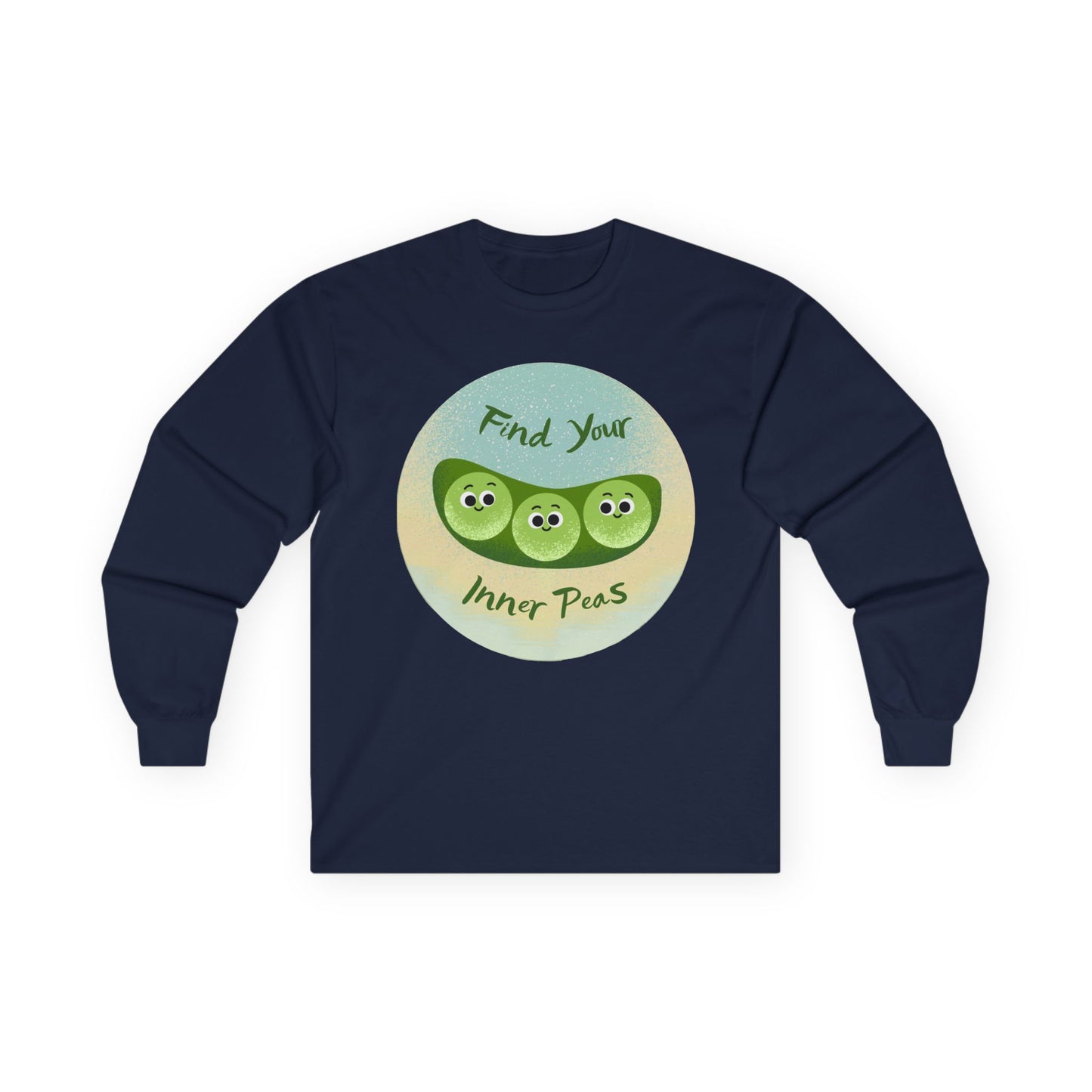 Find Your Inner Peas Long Sleeve Tees, Unisex Cotton Shirt, Cute Gift for Gardeners, Motivational Apparel, Farmhouse Decor Clothing