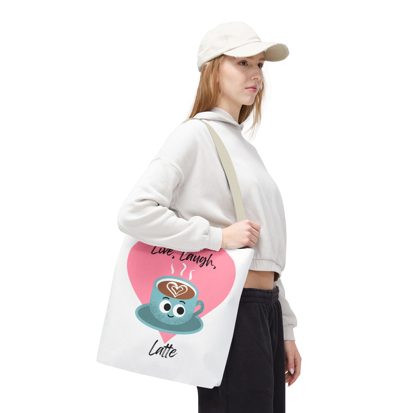 Cute Coffee Tote Bag - Live, Laugh, Latte - Perfect Gift for Coffee Lovers, Casual Carryall, Eco-Friendly, Everyday Use