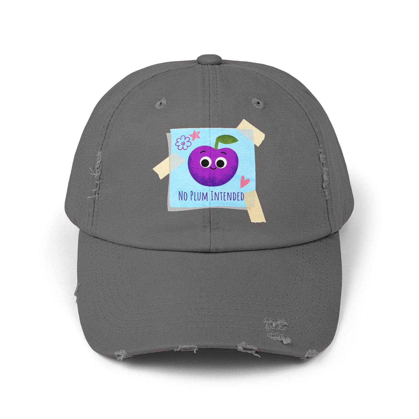 Colorful Distressed Cap with Funny Plum Design | Unisex Hats, Summer Accessory, Gift Idea, Casual Wear, Festival Headwear