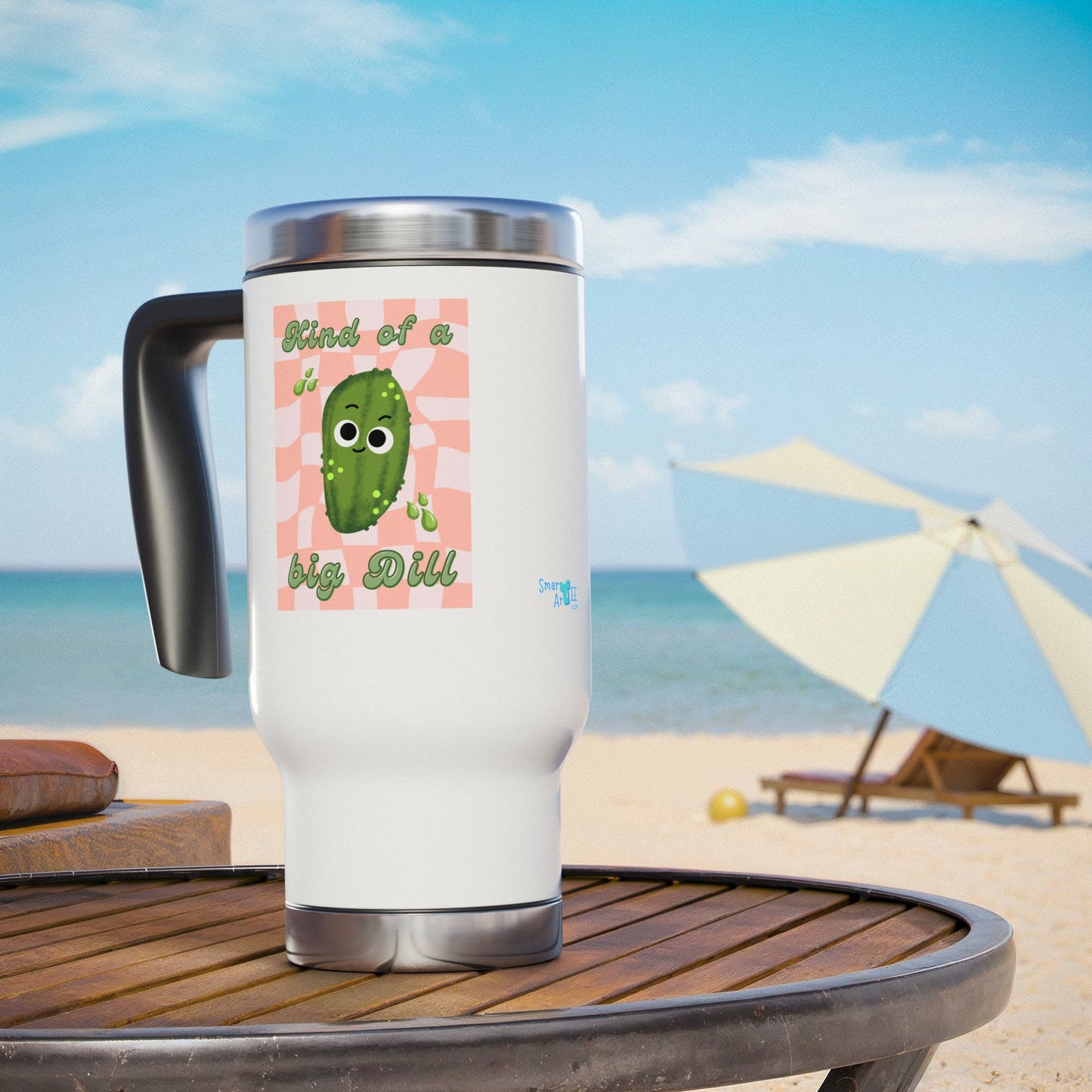 Cute Pickle Travel Mug, Stainless Steel Travel Cup, Funny Gift for Coffee Lovers, Unique Cactus Mug, Perfect for Road Trips