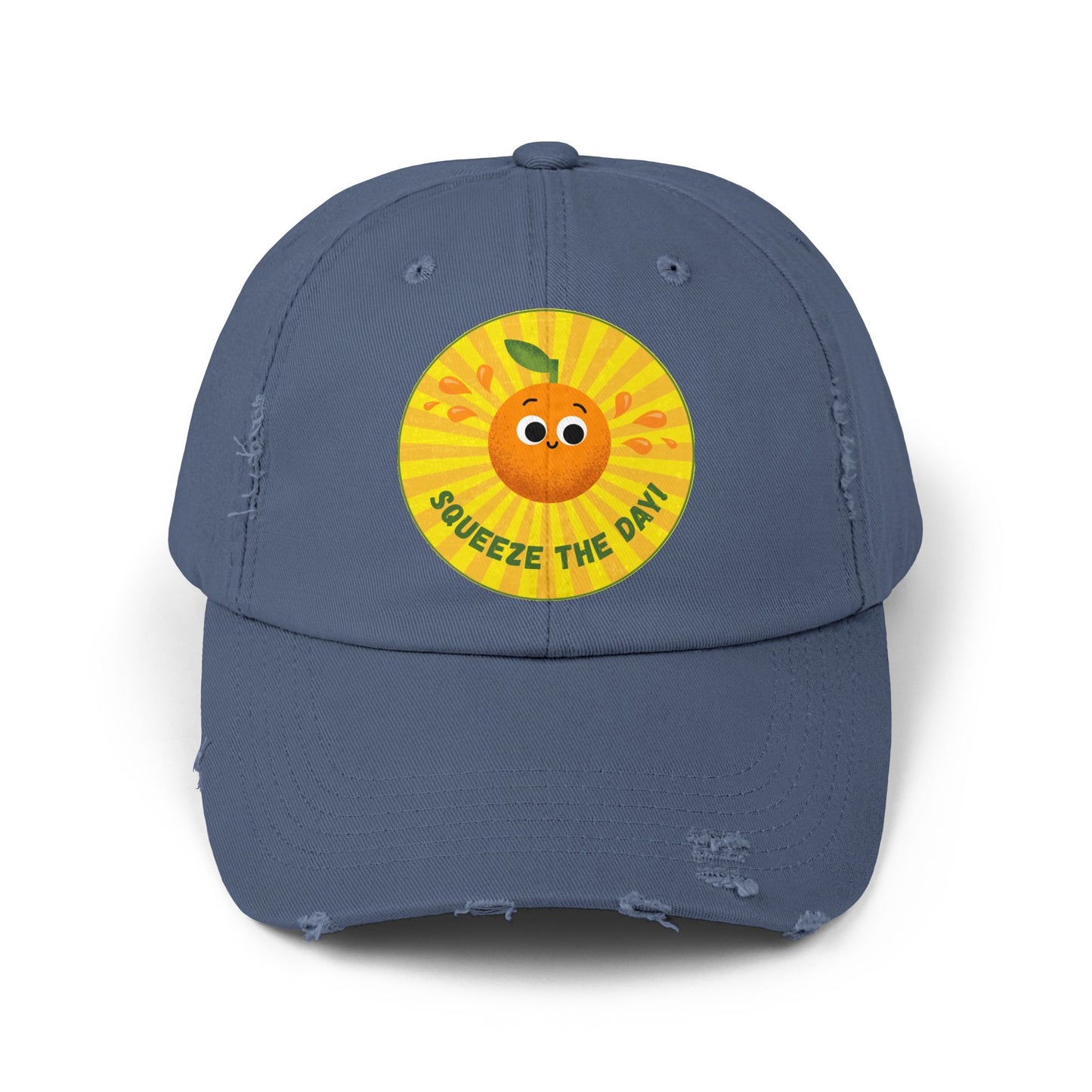 Squeeze the Day Distressed Cap, Fun Summer Hats, Cute Gift for Citrus Lovers, Unisex Casual Headwear, Beach Accessories