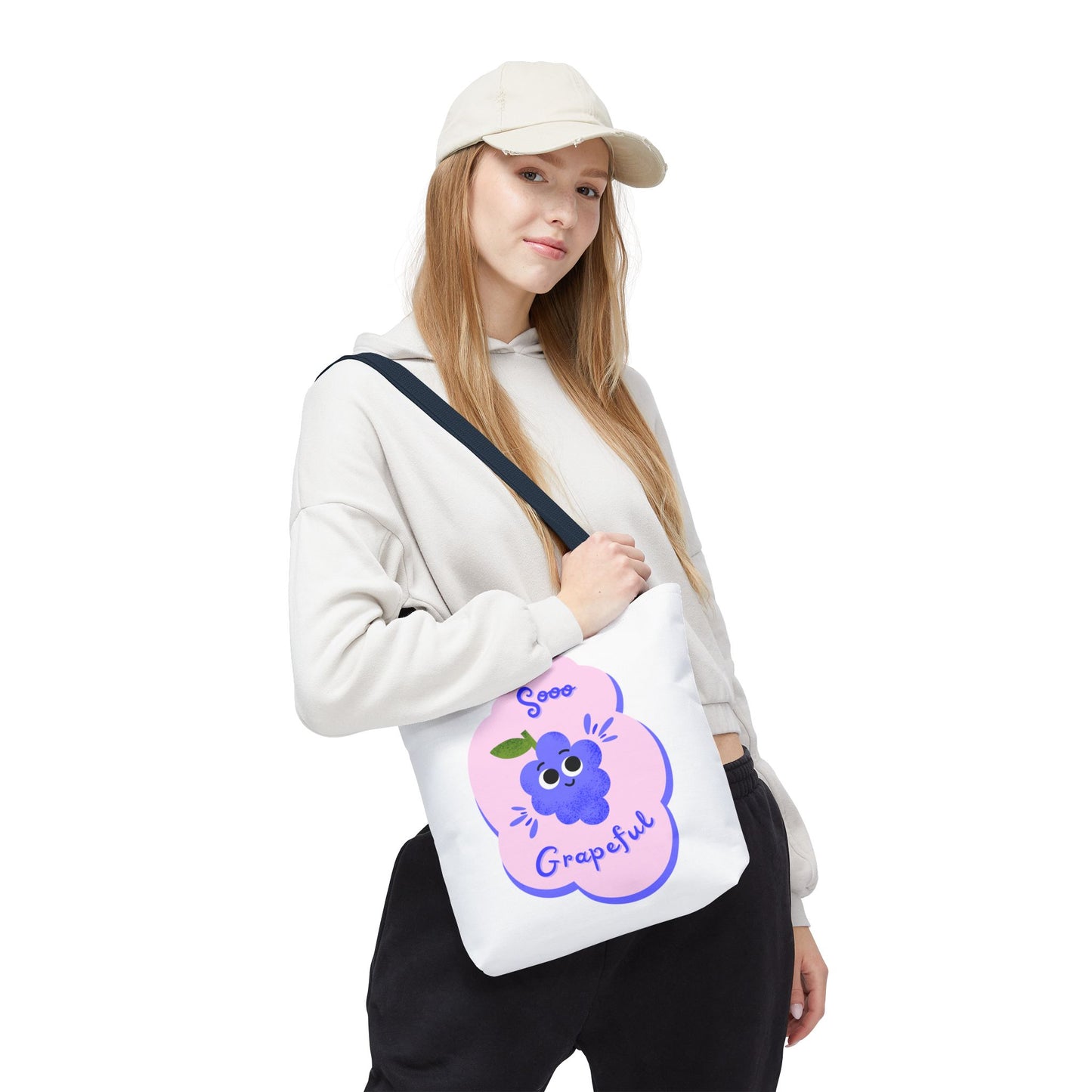 Cute Grape Tote Bag, Sooo Grapeful Shopping Bag, Eco-Friendly Grocery Tote, Fun Fruit Gift, Summer Beach Bag