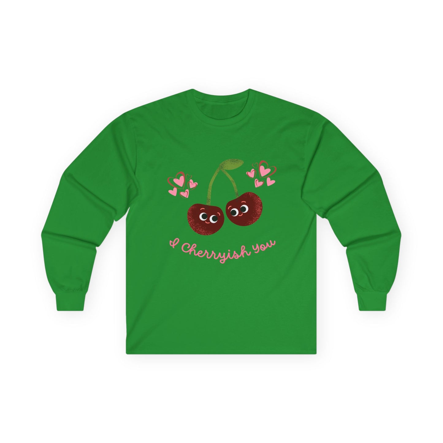 Cherry Love Long Sleeve Tees, Cute Valentine's Gift, Unisex Fun Shirt, Couple Matching Outfit, Seasonal Fashion Apparel