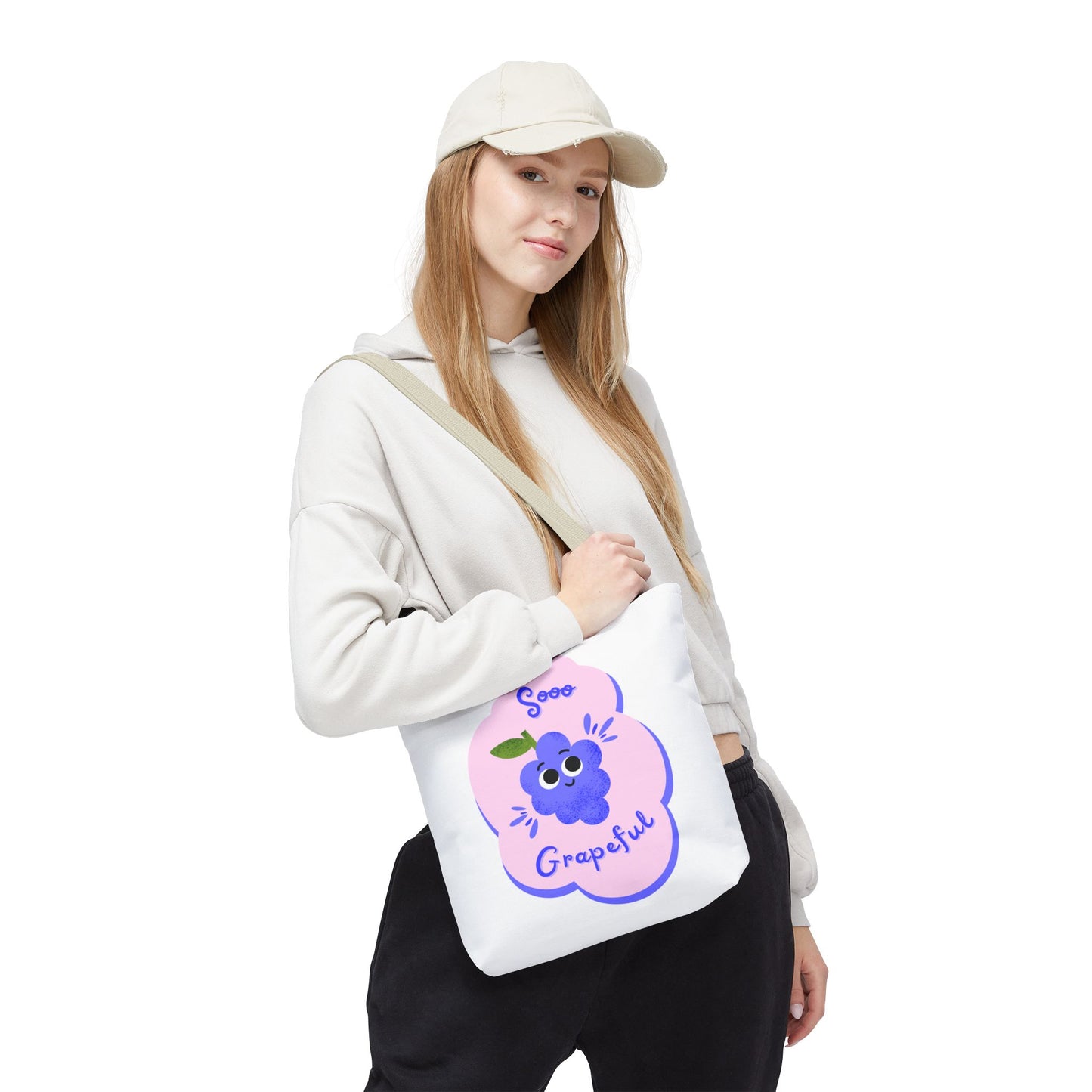 Cute Grape Tote Bag, Sooo Grapeful Shopping Bag, Eco-Friendly Grocery Tote, Fun Fruit Gift, Summer Beach Bag
