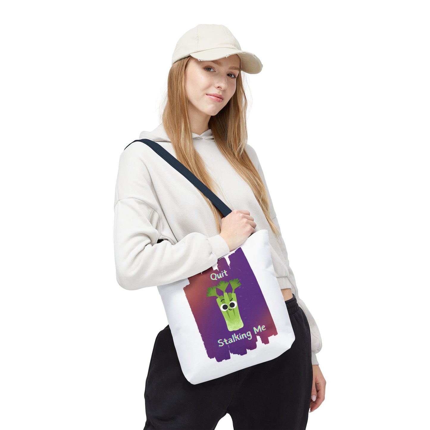 Playful Celery Tote Bag - "Quit Stalking Me" - Funny Shopping Bag, Gift for Veggie Lovers, Gym, Market, Eco-Friendly Bag