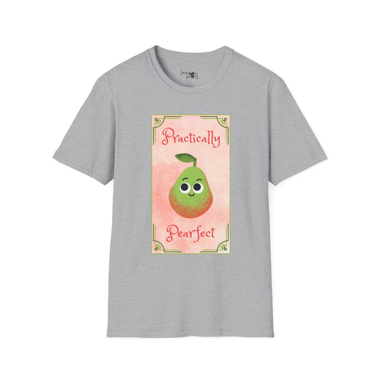 Practically Pearfect Unisex Softstyle T-Shirt - Cute Fruit Graphic Tee for Fun Occasions, Funny Fruit Pun, Great Gift Idea
