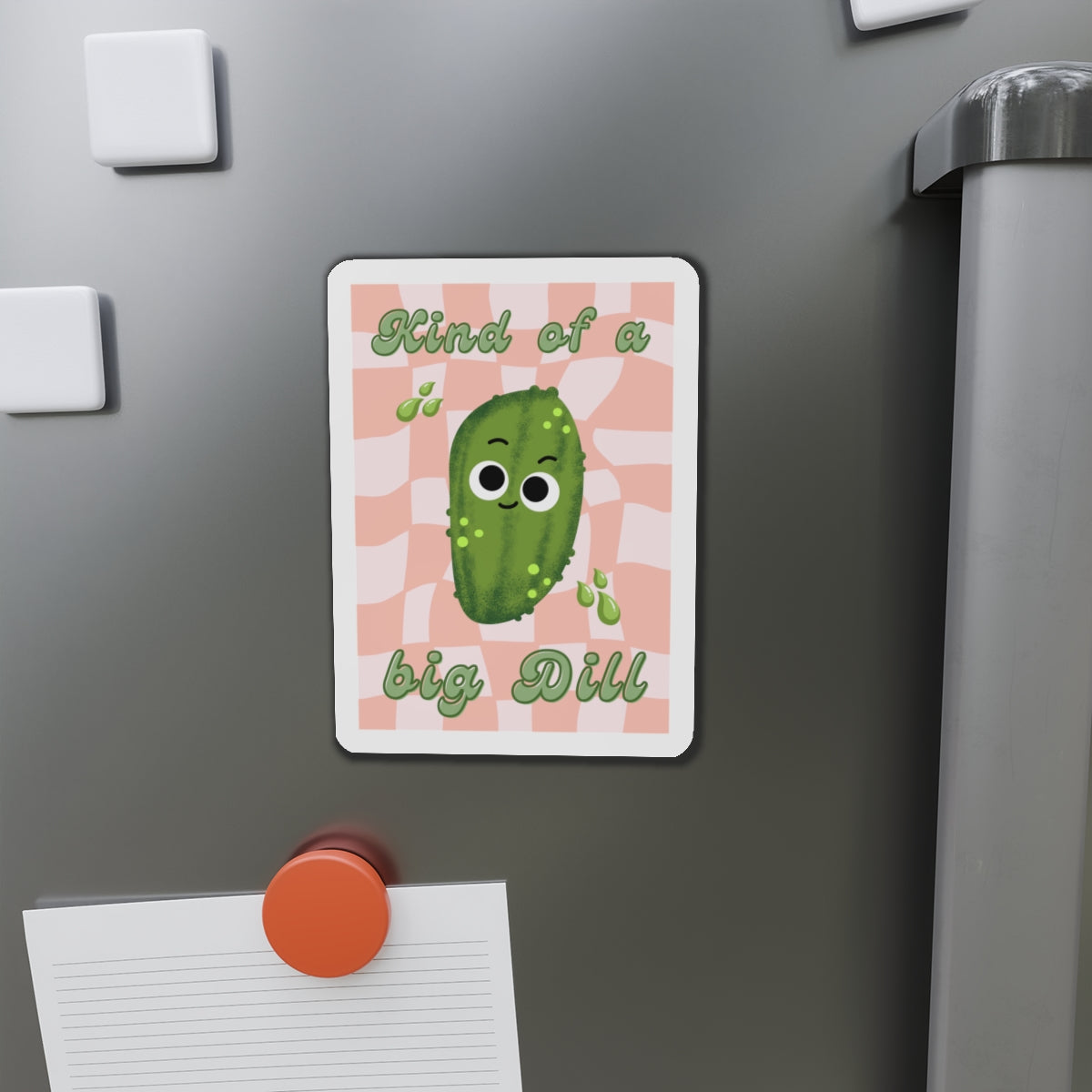 Cute Dill Pickle Die-Cut Magnet, Fun Refrigerator Decor, Gift for Fun Lovers, Kitchen Organization, Unique Home Decor
