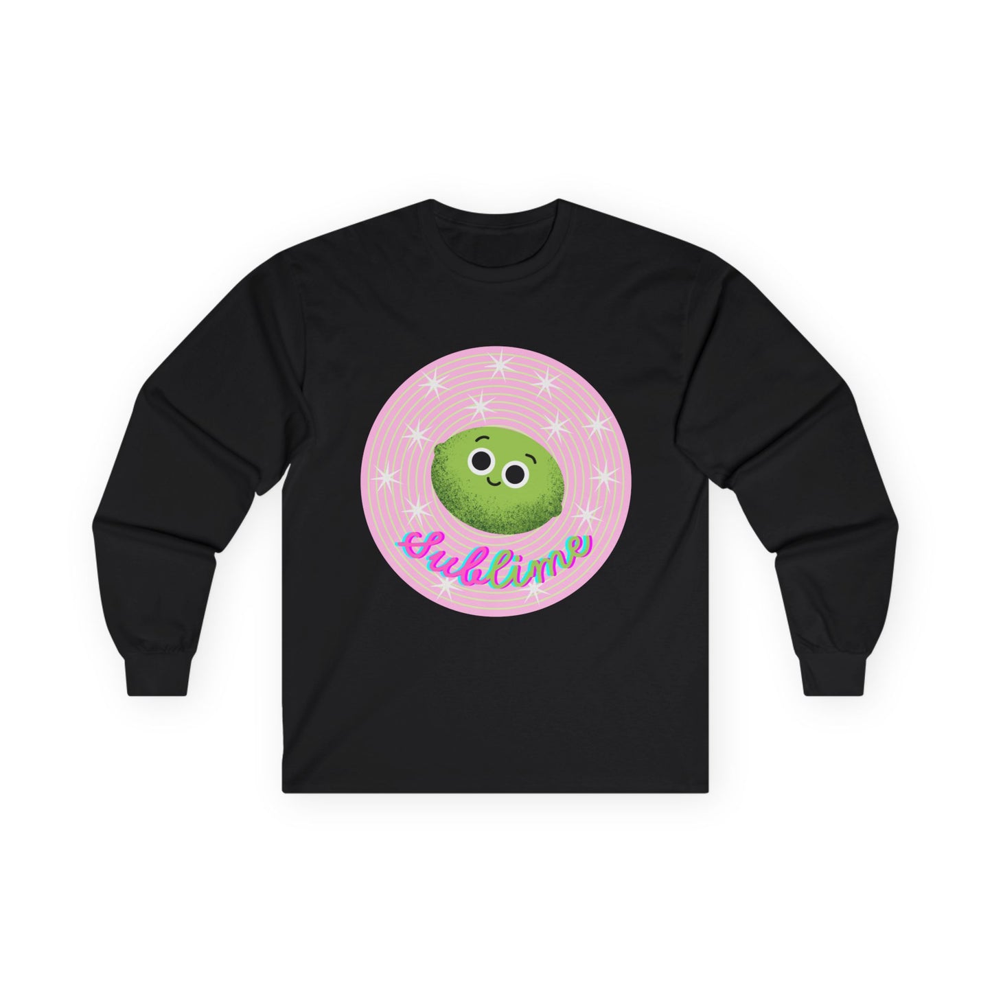 Sublime Lime Cute Graphic Long Sleeve Tee, Unisex Tee, Gift for All Ages, Casual Wear, Fruit Pun Apparel, Graphic Tee