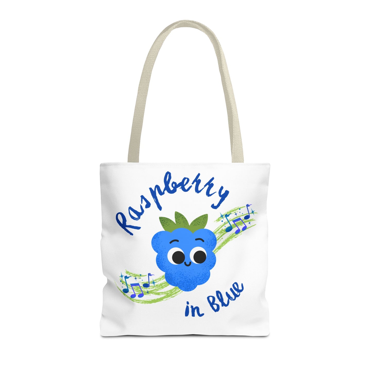 Raspberry in Blue Tote Bag, Cute Canvas Shopper, Eco-Friendly Gift, Fun Beach Bag, Musical Gift, Summer Accessory