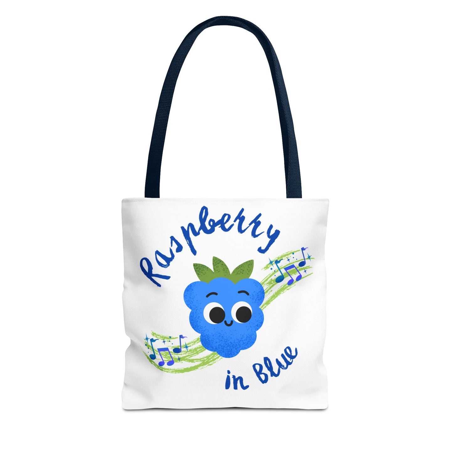 Raspberry in Blue Tote Bag, Cute Canvas Shopper, Eco-Friendly Gift, Fun Beach Bag, Musical Gift, Summer Accessory