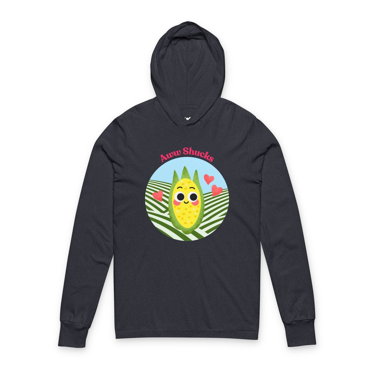 Unisex Hooded Long Sleeve Shirt with Cute Corn Design, Perfect Gift for Pun Lovers, Cozy Comfort, Everyday Use, Unique Graphic