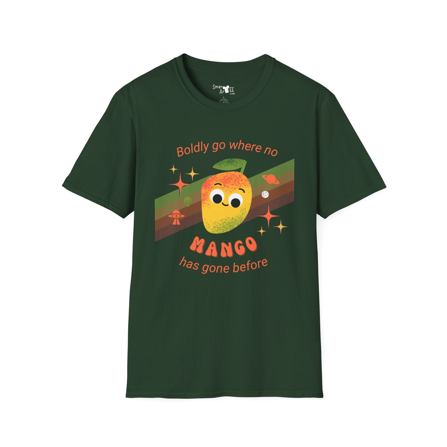 Boldly Go Mango Unisex T-Shirt, Cute Fruit Shirt, Casual Wear, Gift for Fruit Lovers, Quirky Fun Tee, Summer Vibes