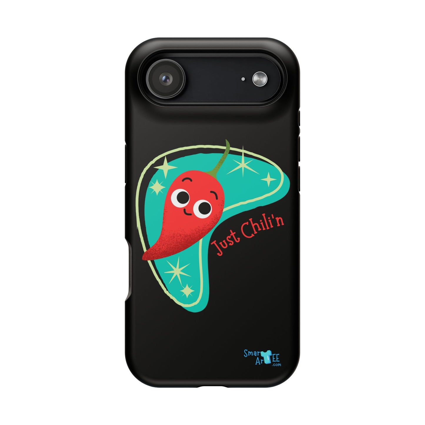 Chili Themed Phone Case, Just Chilin' Design, Fun Accessory, Unique Gift, Vibrant Protection, Perfect for Foodies, Holiday Cheer