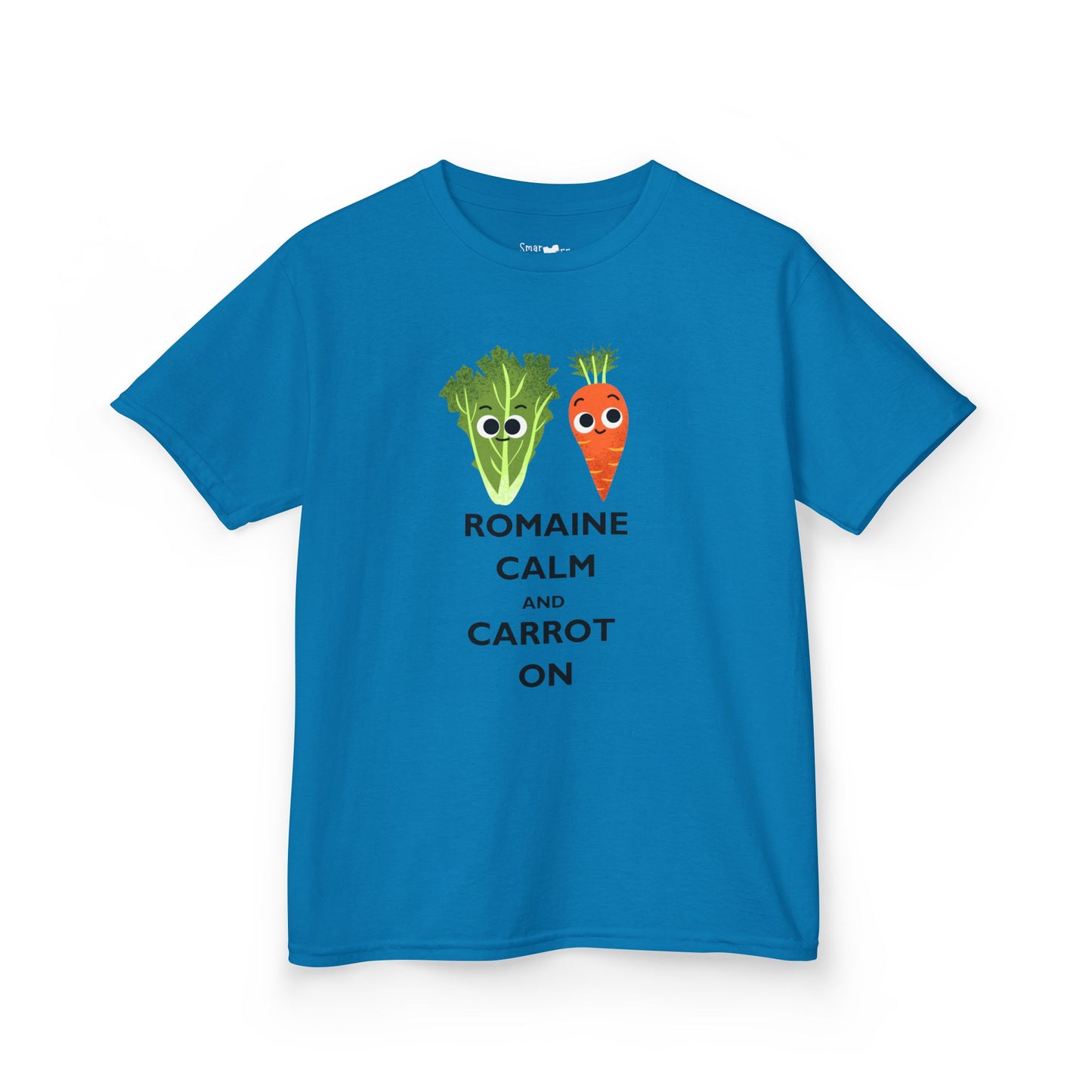 Whimsical 'Romaine Calm and Carrot On' Fun Shirt for Kids and Veggie Lovers, Gift for Kids, Playful Cotton Shirt