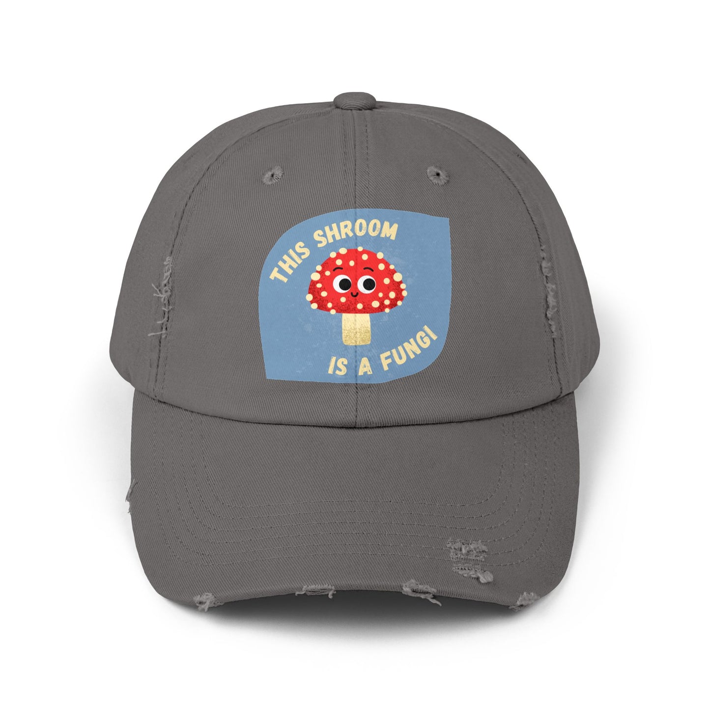 Whimsical Unisex Distressed Cap, Fun Hats for Fungi Lovers, Playful Accessories, Gift for Nature Enthusiasts, Trendy Casual Wear