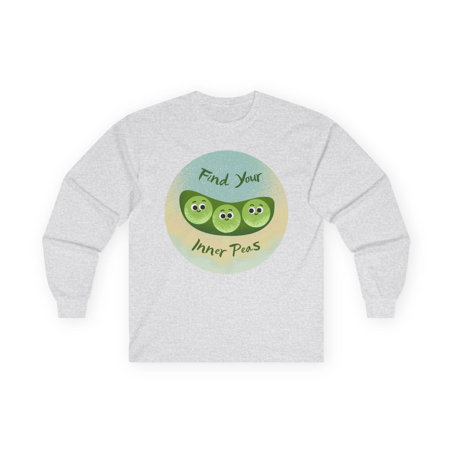 Find Your Inner Peas Long Sleeve Tees, Unisex Cotton Shirt, Cute Gift for Gardeners, Motivational Apparel, Farmhouse Decor Clothing