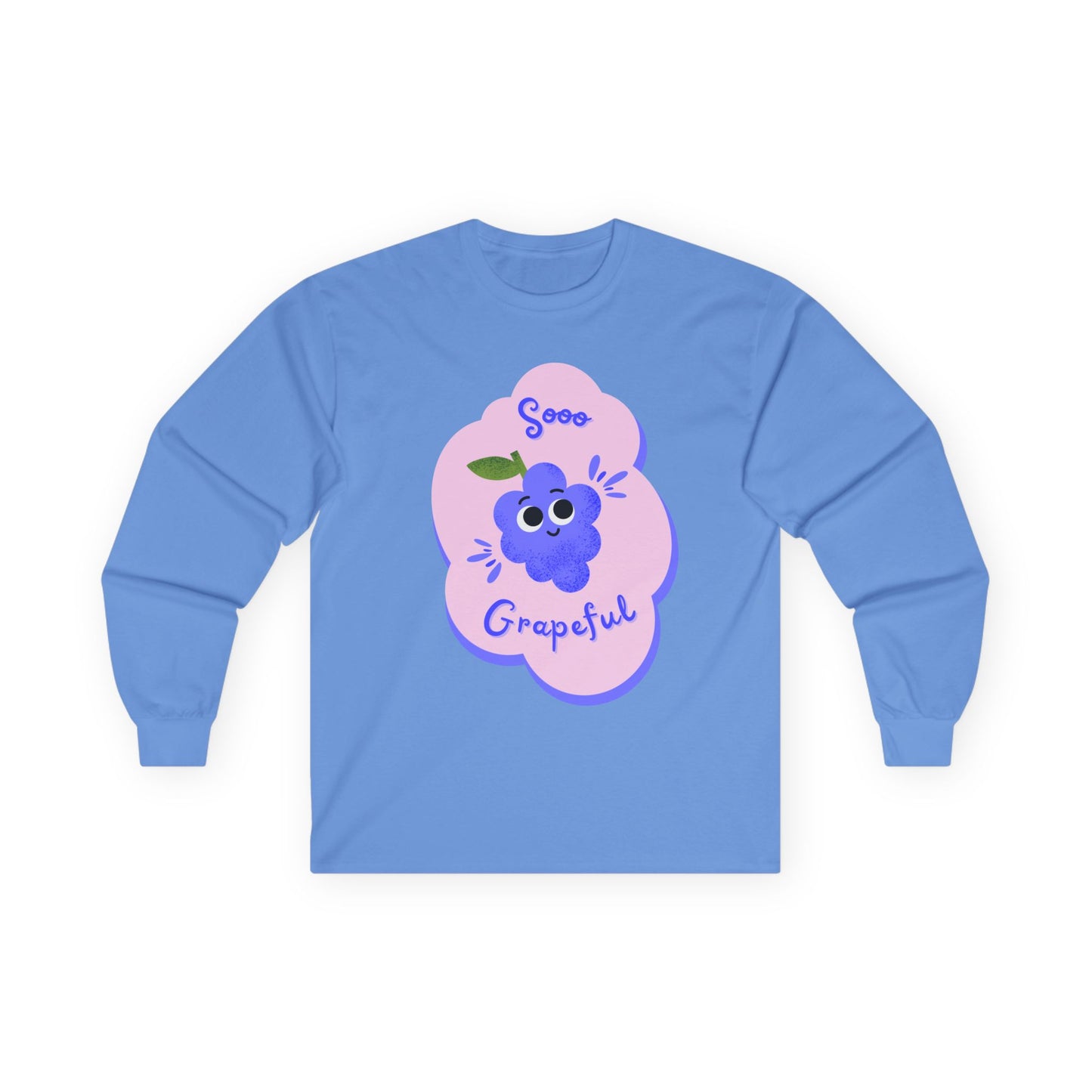 Sooo Grapeful Long Sleeve Tees, Funny Casual Shirt, Gift for Fruit Lovers, Fall Fashion, Thanksgiving Apparel, Everyday Comfort
