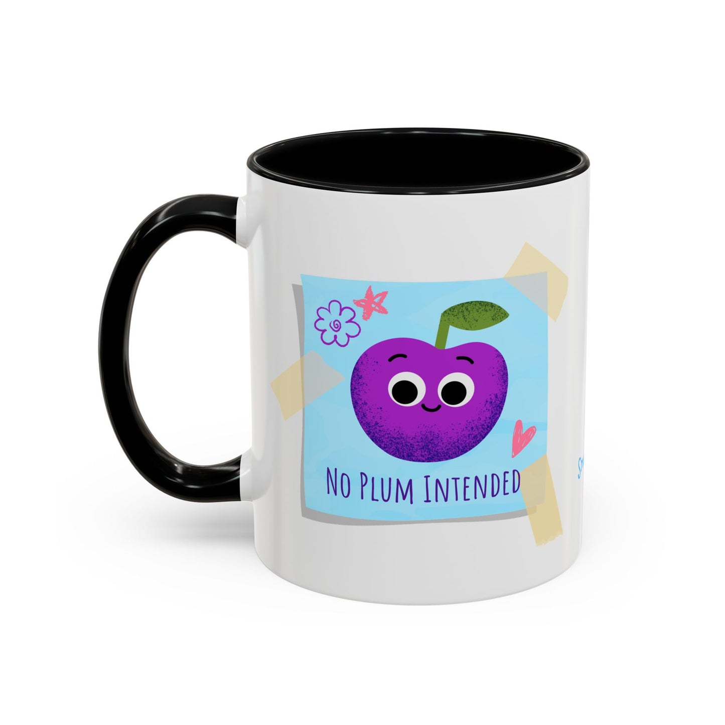 Playful Plum Coffee Mug, Cute Gift for Teachers, Friends, Humor Mug, Fun Kitchen Decor, Unique Cup for Any Occasion