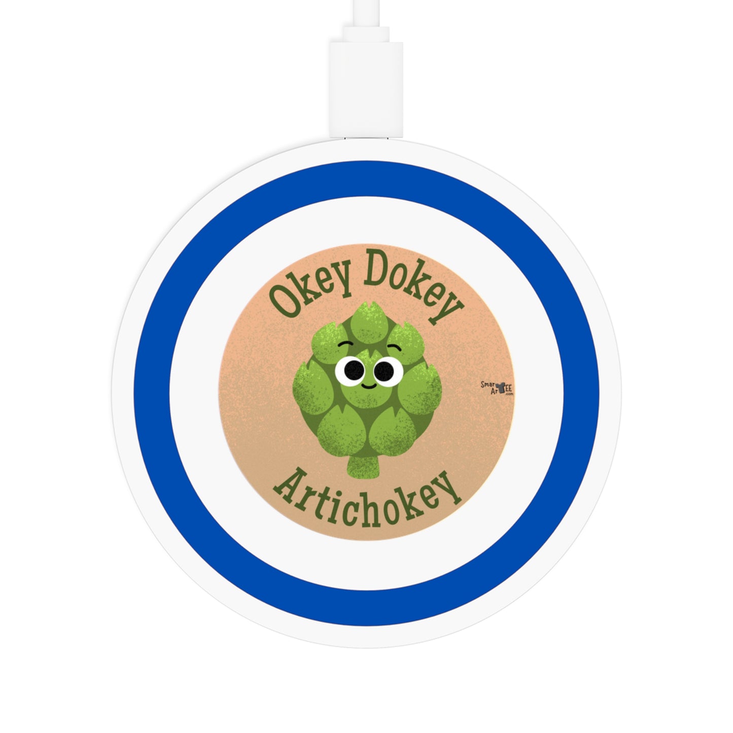 Okey Dokey Artichokey Wireless Charging Pad, Cute Charging Station, Funny Office Decor, Tech Gift, Bundle with Air Pod Case