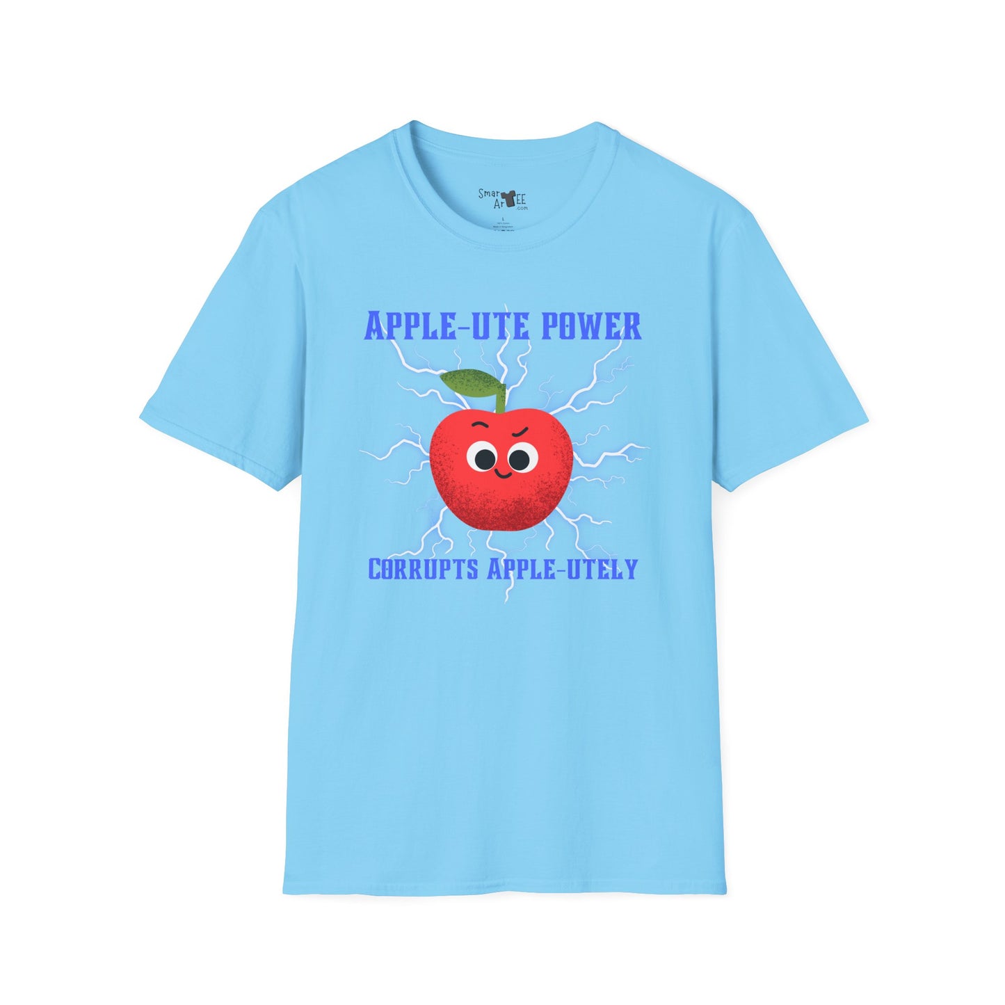 Cute Cartoon T-Shirt - 'Apple-Ute Power' Design, Fun Gift for Fruit Lovers, Casual Wear, Back to School, Gift for Teachers