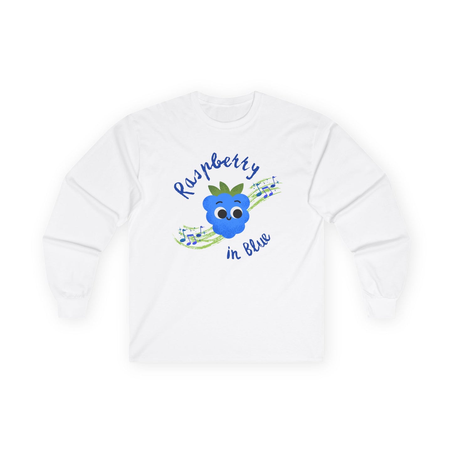 Raspberry Vibes Long Sleeve Tees | Cute Fruit Shirt, Gift for Friends, Summer Style, Raspberry in Blue Design, Eco-Friendly Fashion