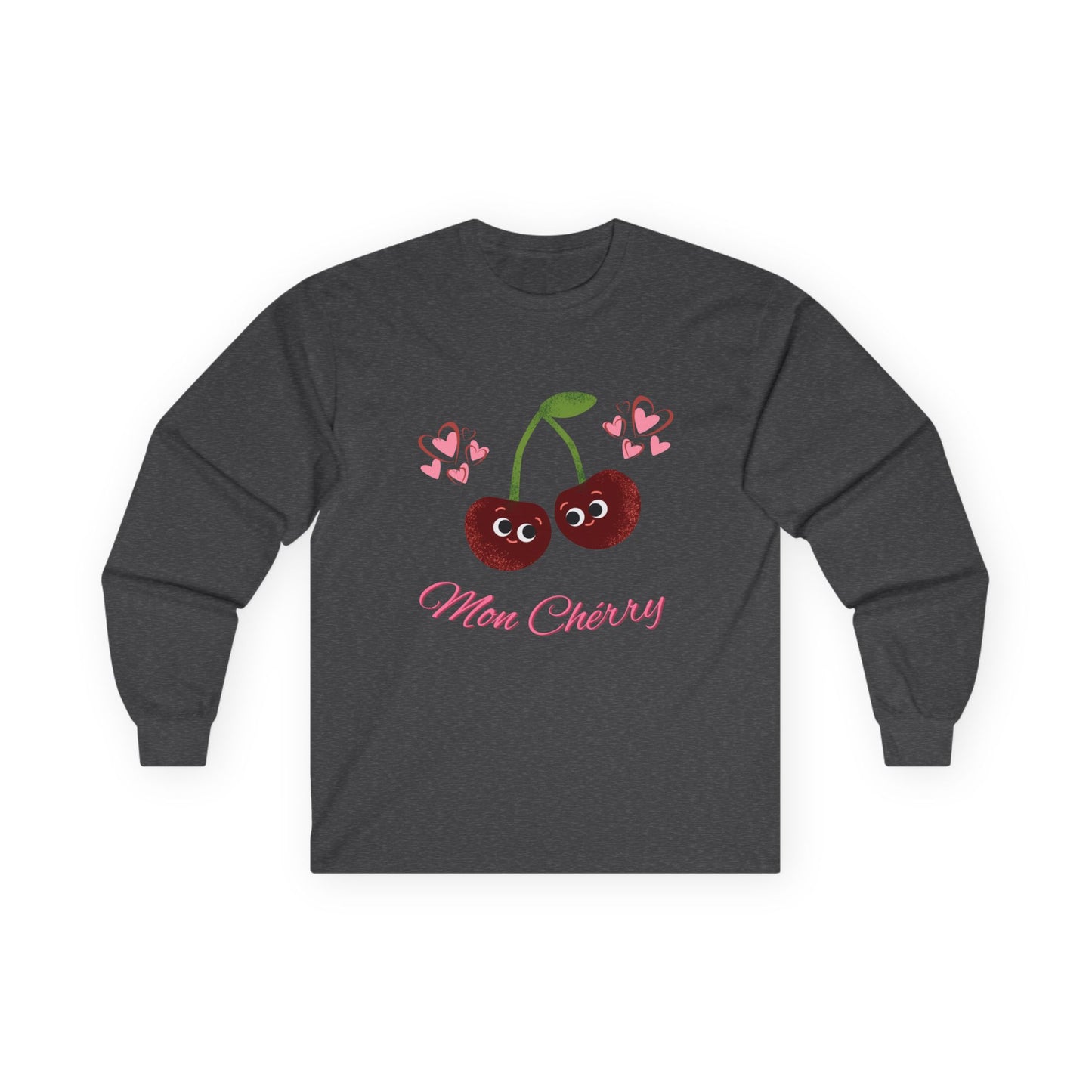 Cute Cherry Long Sleeve Tees, Playful Fruit Shirt, Valentine's Gift, Unisex Casual Wear, Fashionable Everyday Top