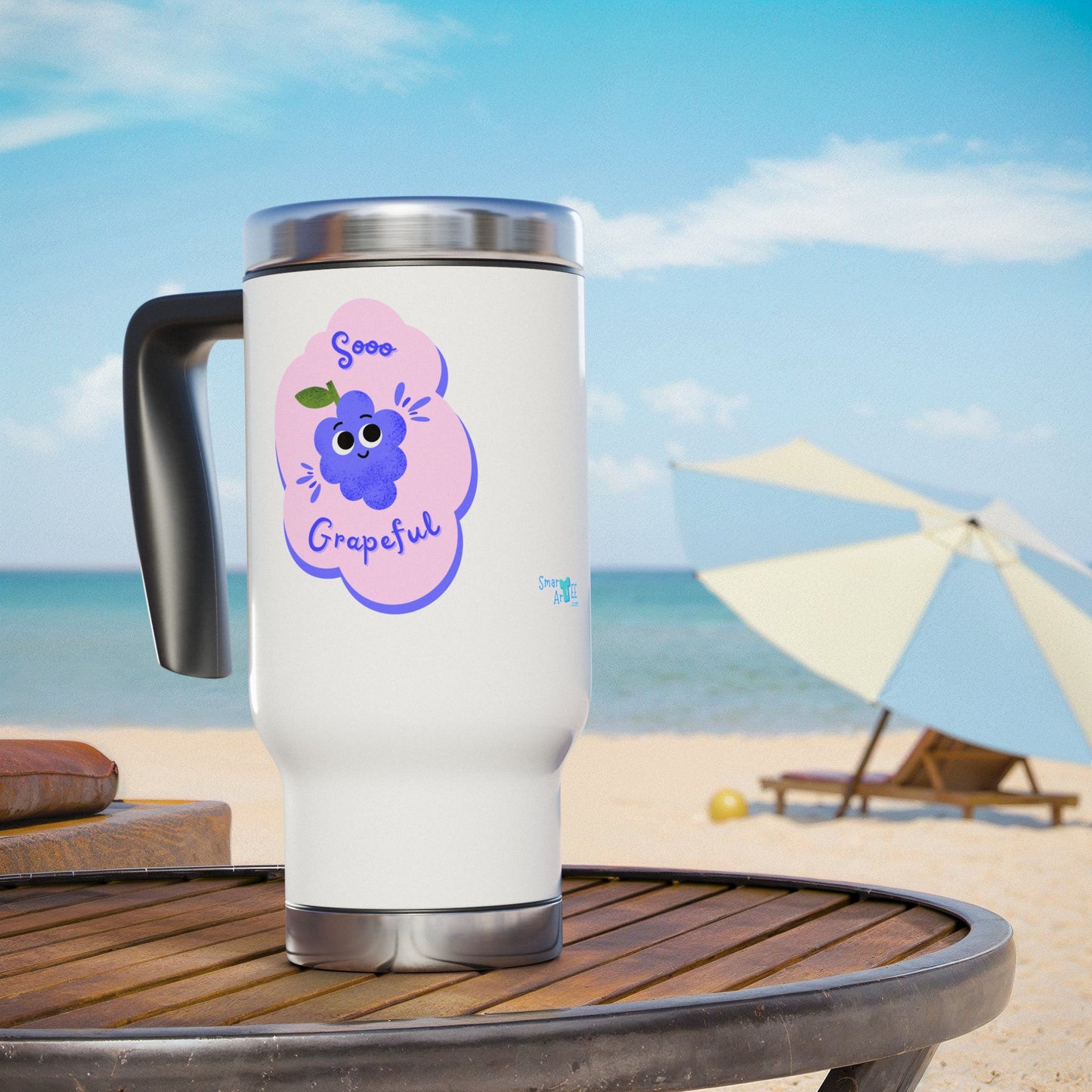 Grateful Travel Mug, Stainless Steel Coffee Cup, Unique Gift for Friends, Hot Beverage Tumbler, Cute Travel Tumbler for Any Occasion