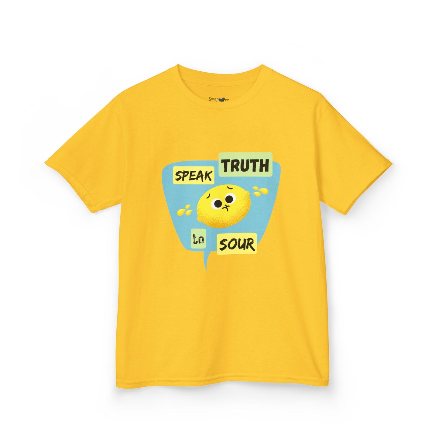 Kids Motivational Shirt, 'Speak Truth To Sour' Funny Pun Cotton Tee, Perfect for School, Gifts, Summer Wear, Positive Vibes