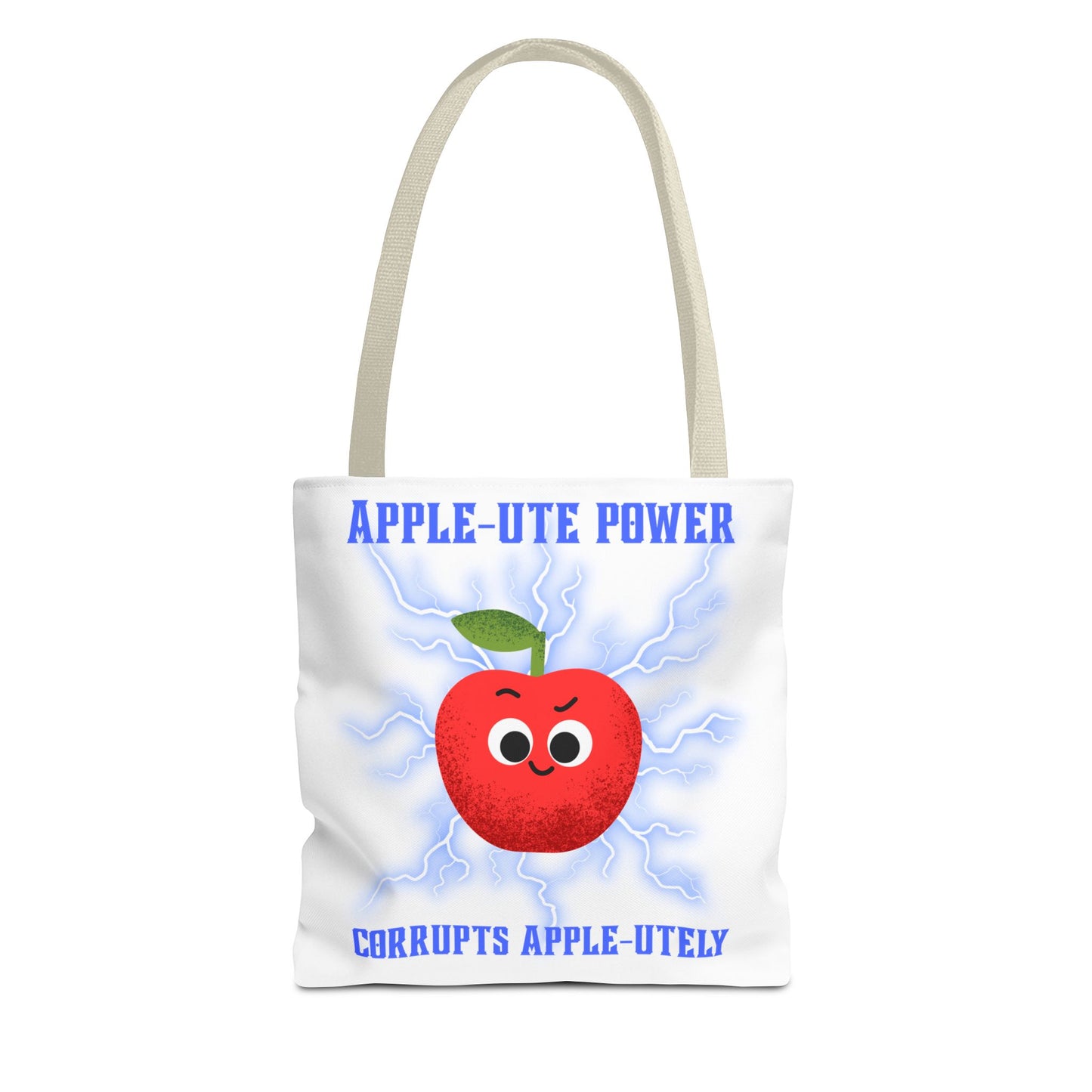 Apple-Powered Funny Tote Bag, Cute Grocery Bag, Gift for Teachers, Eco-Friendly Shopping Bag, Reusable Fun Bag