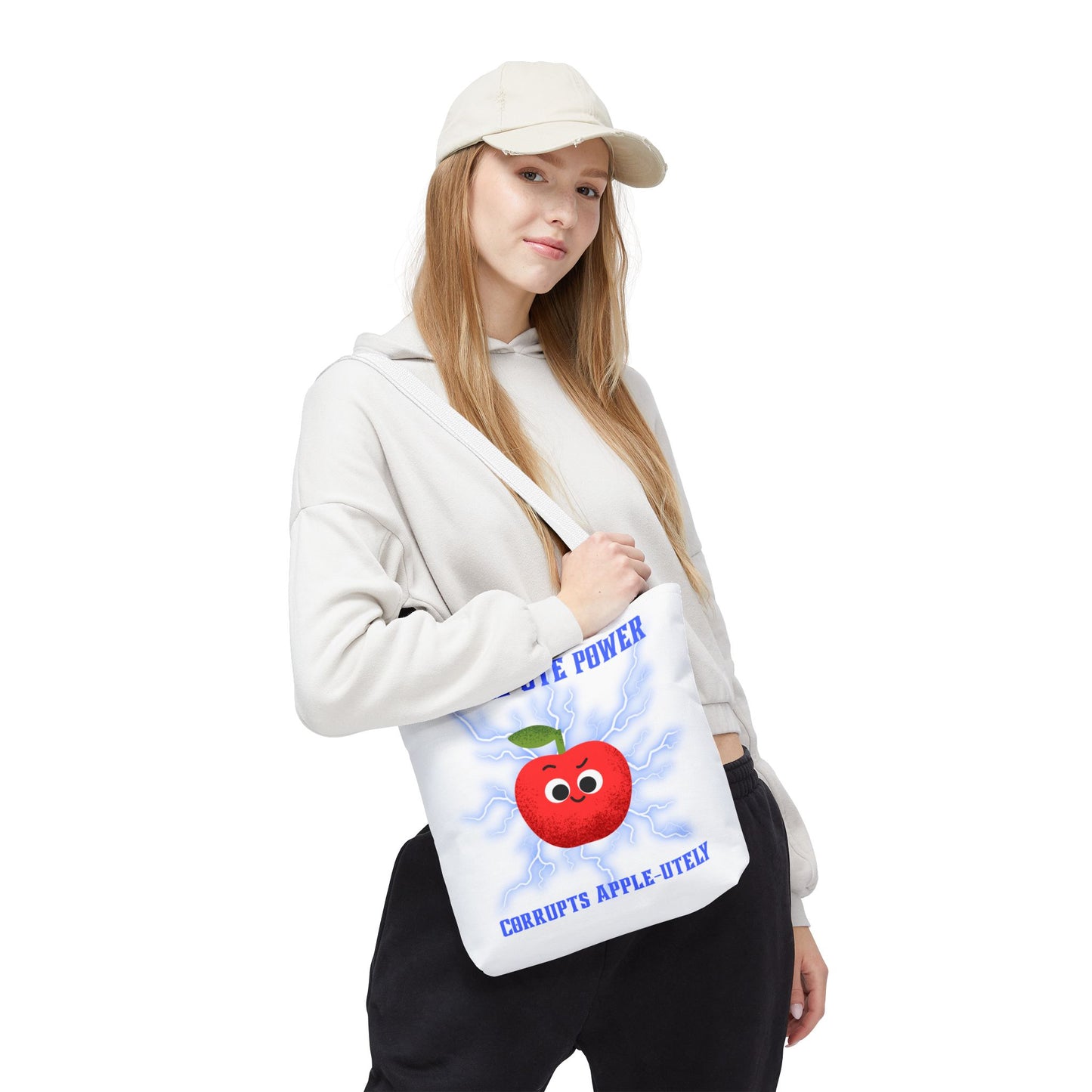 Apple-Powered Funny Tote Bag, Cute Grocery Bag, Gift for Teachers, Eco-Friendly Shopping Bag, Reusable Fun Bag