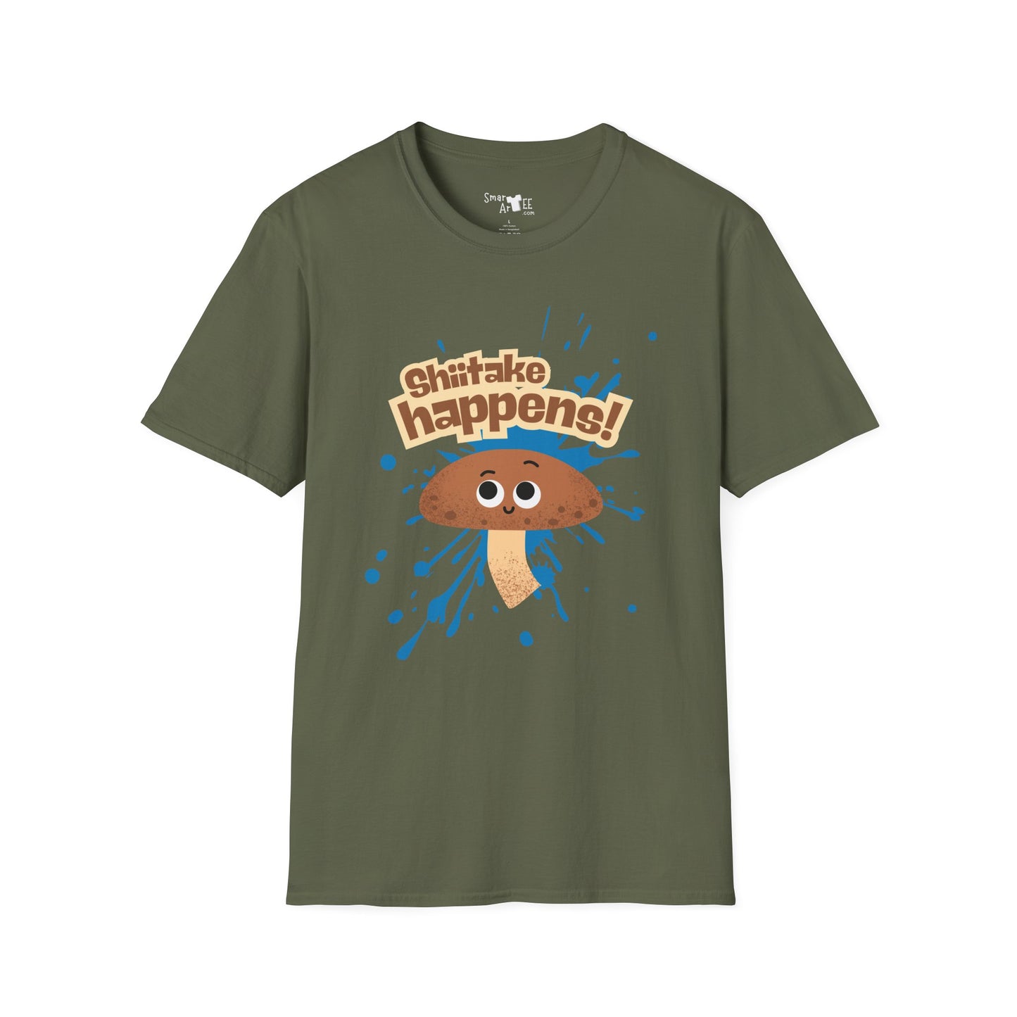 Shitake Happens T-Shirt, Funny Mushroom Tee, Unisex Softstyle Shirt, Casual Humor Top, Gift for Fun Lovers, Quirky Apparel
