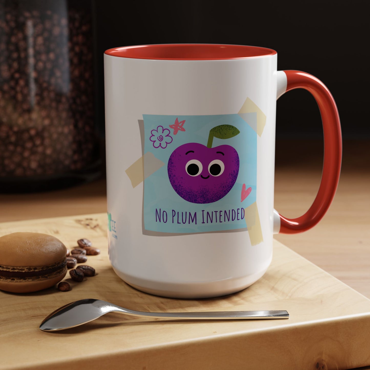 Playful Plum Coffee Mug, Cute Gift for Teachers, Friends, Humor Mug, Fun Kitchen Decor, Unique Cup for Any Occasion