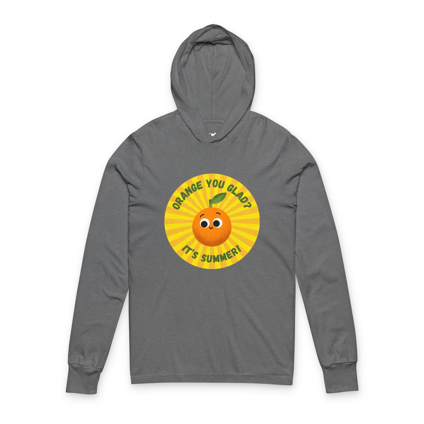 Summer Vibes Unisex Hooded Long Sleeve Shirt, Cute Orange Graphic Pun Shirt Gift for Summer Lovers, Funny Summer Apparel