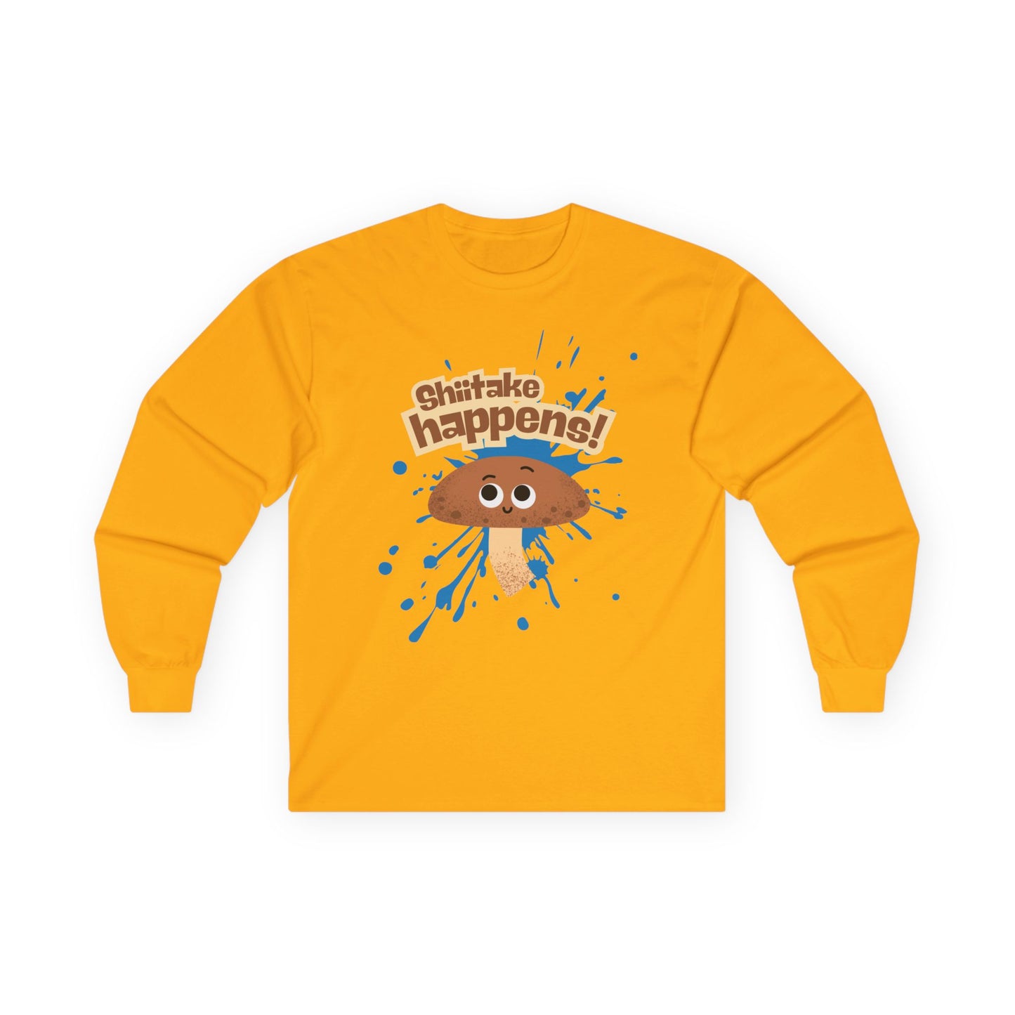 Shiitake Happens Long Sleeve Tees, Funny Stuff Happens Mushroom Shirt, Unisex Apparel, Gift for Mushroom Lovers, Casual Wear, Quirky Humor Tee