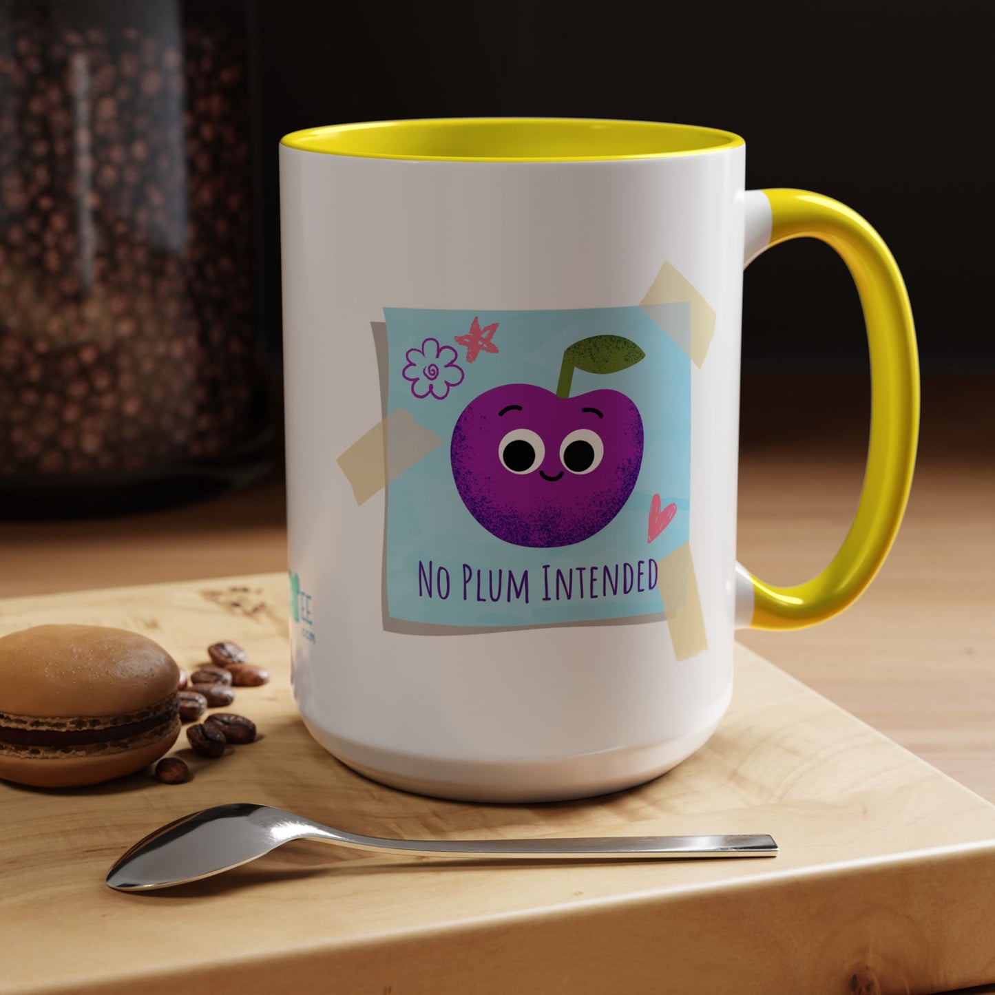 Playful Plum Coffee Mug, Cute Gift for Teachers, Friends, Humor Mug, Fun Kitchen Decor, Unique Cup for Any Occasion
