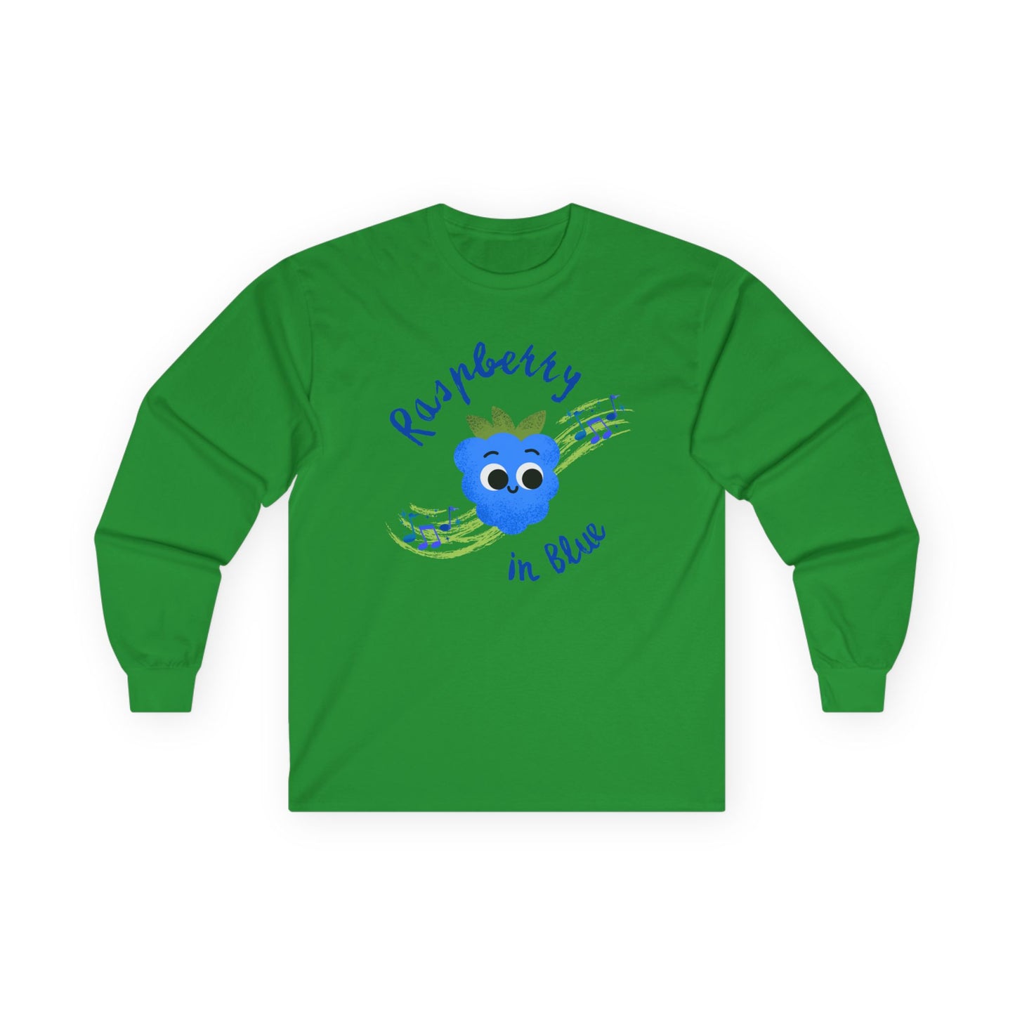 Raspberry Vibes Long Sleeve Tees | Cute Fruit Shirt, Gift for Friends, Summer Style, Raspberry in Blue Design, Eco-Friendly Fashion