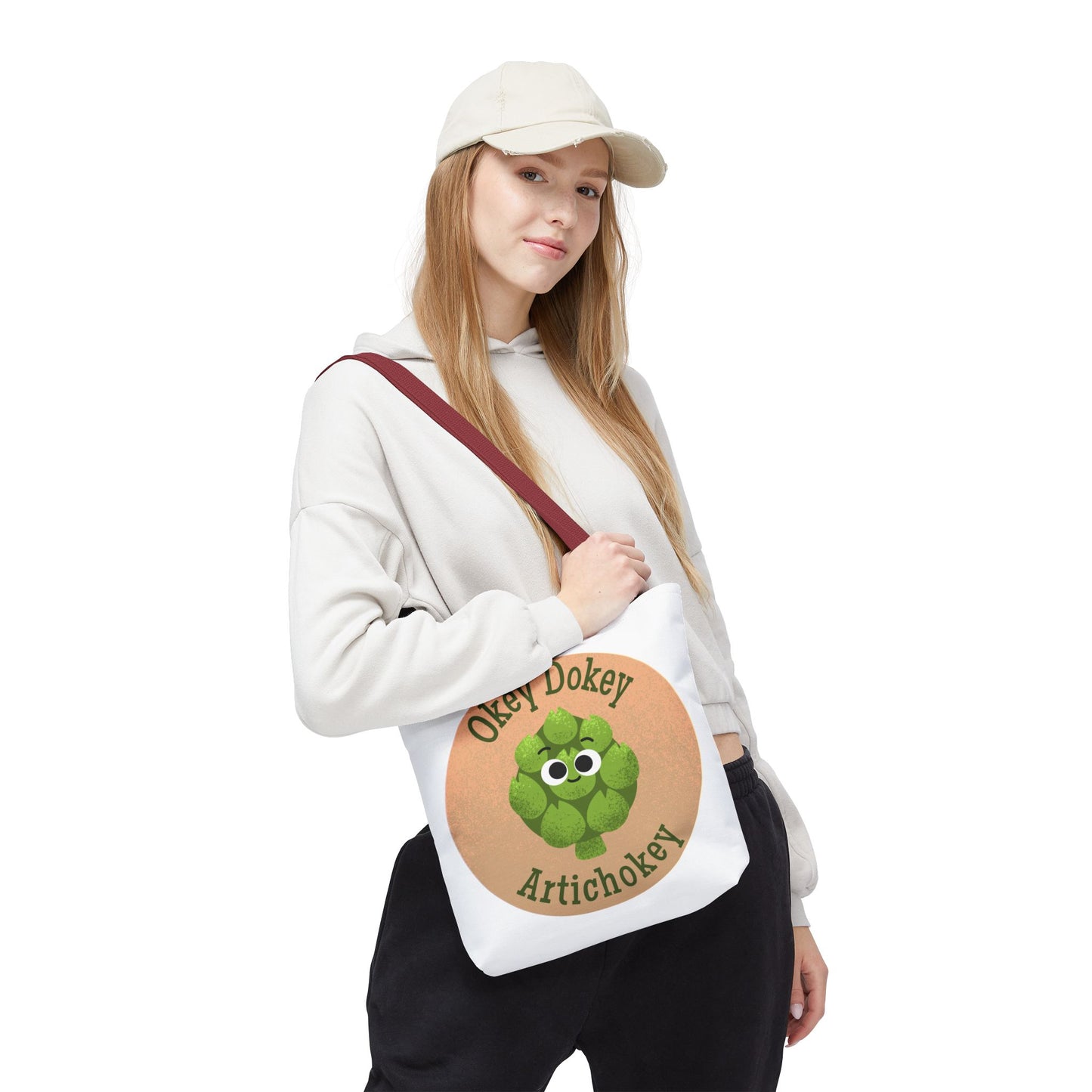 Playful Artichoke Tote Bag - Okey Dokey, Reusable Shopping Tote, Eco-Friendly Gift, Fruits & Veggies Lover, Cute Grocery Bag