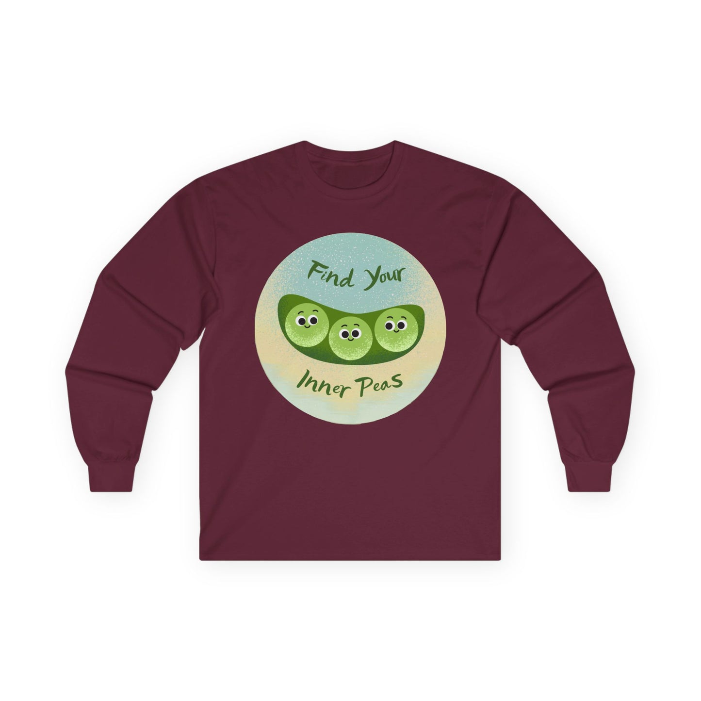 Find Your Inner Peas Long Sleeve Tees, Unisex Cotton Shirt, Cute Gift for Gardeners, Motivational Apparel, Farmhouse Decor Clothing