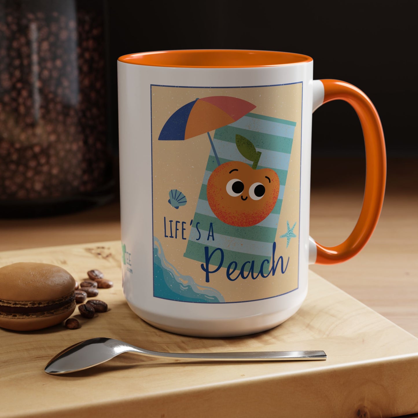 Whimsical Life's a Peach Coffee Mug - 11 oz & 15 oz, Funny Fruit Pun Mugs, Great Gift Idea For All Fun Lovers