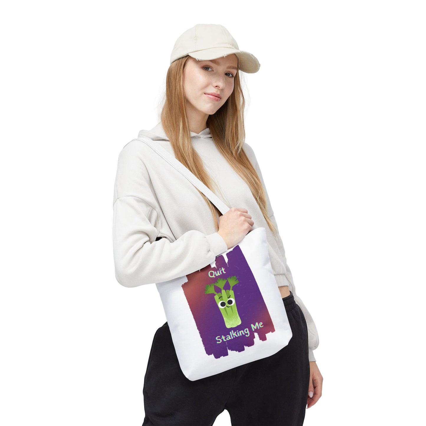 Playful Celery Tote Bag - "Quit Stalking Me" - Funny Shopping Bag, Gift for Veggie Lovers, Gym, Market, Eco-Friendly Bag