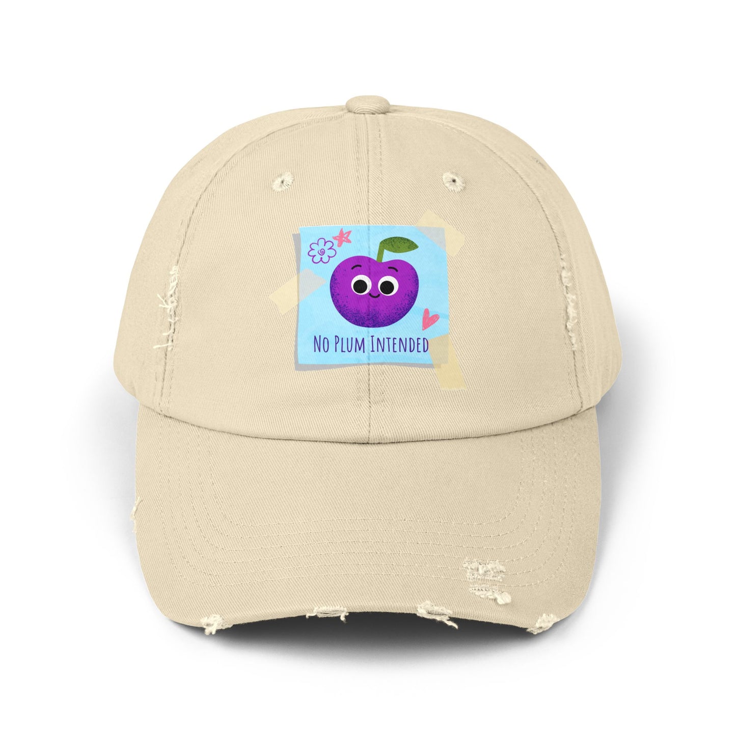 Colorful Distressed Cap with Funny Plum Design | Unisex Hats, Summer Accessory, Gift Idea, Casual Wear, Festival Headwear