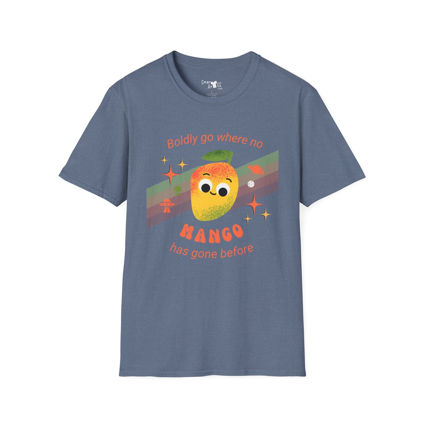 Boldly Go Mango Unisex T-Shirt, Cute Fruit Shirt, Casual Wear, Gift for Fruit Lovers, Quirky Fun Tee, Summer Vibes