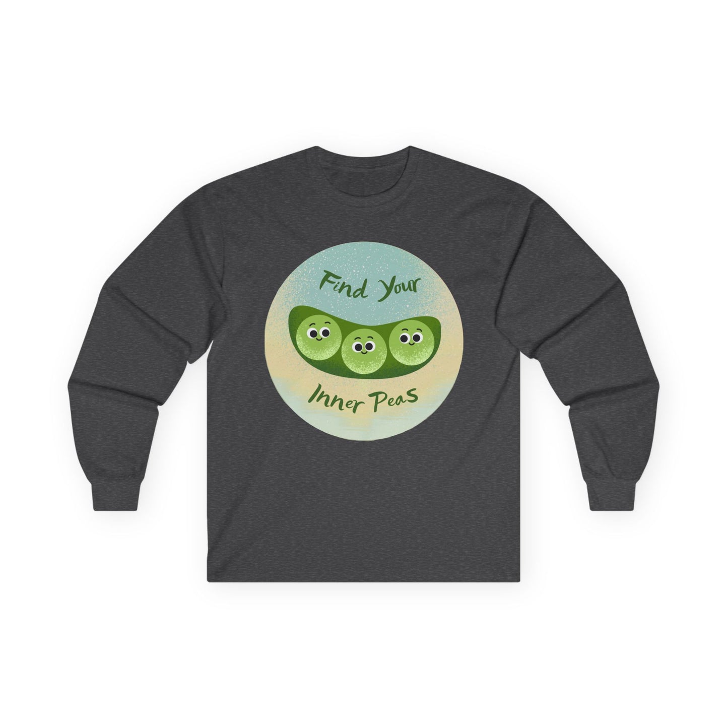 Find Your Inner Peas Long Sleeve Tees, Unisex Cotton Shirt, Cute Gift for Gardeners, Motivational Apparel, Farmhouse Decor Clothing